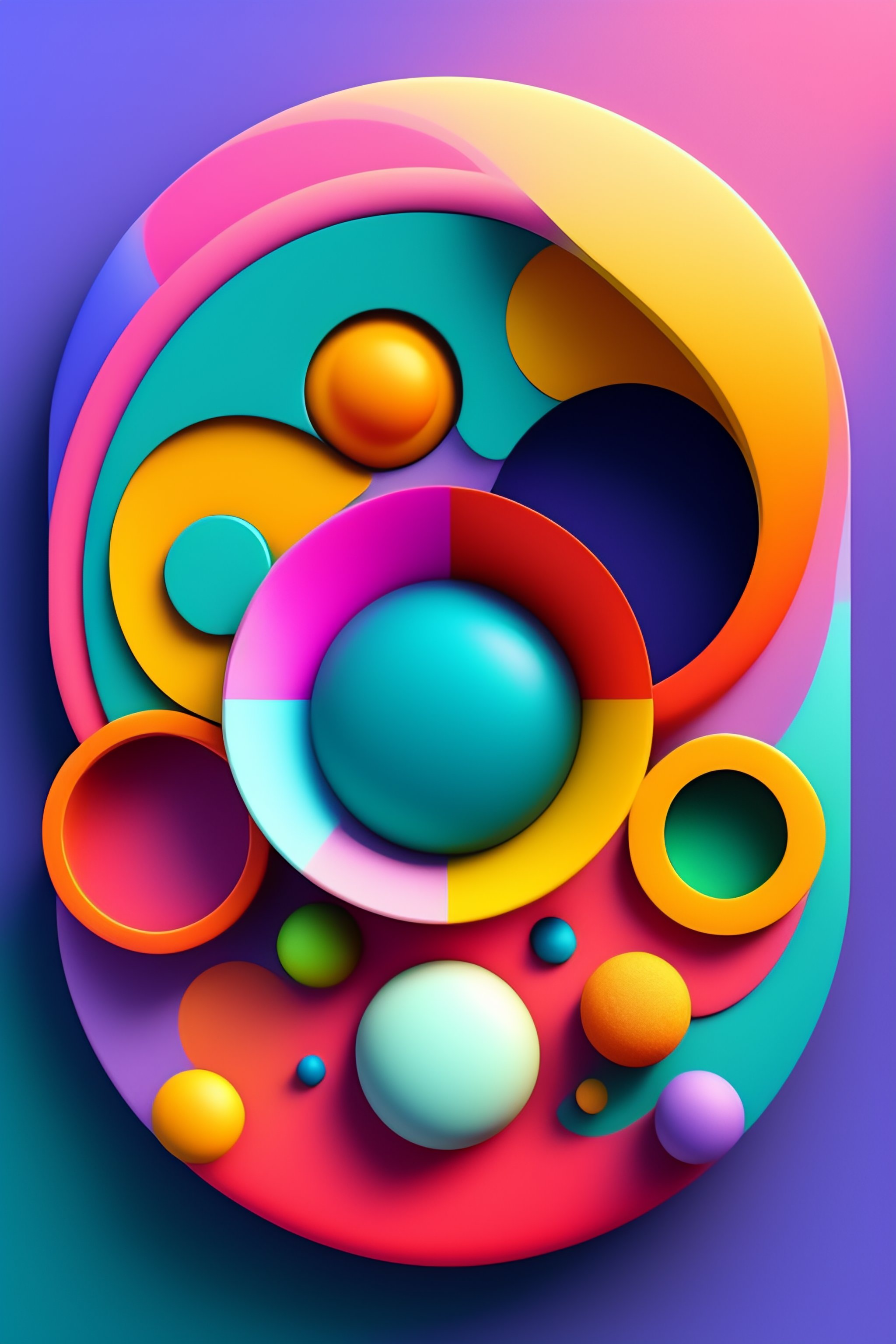 Lexica - Round and rectangle 3d objects, floating in a colourfull ...