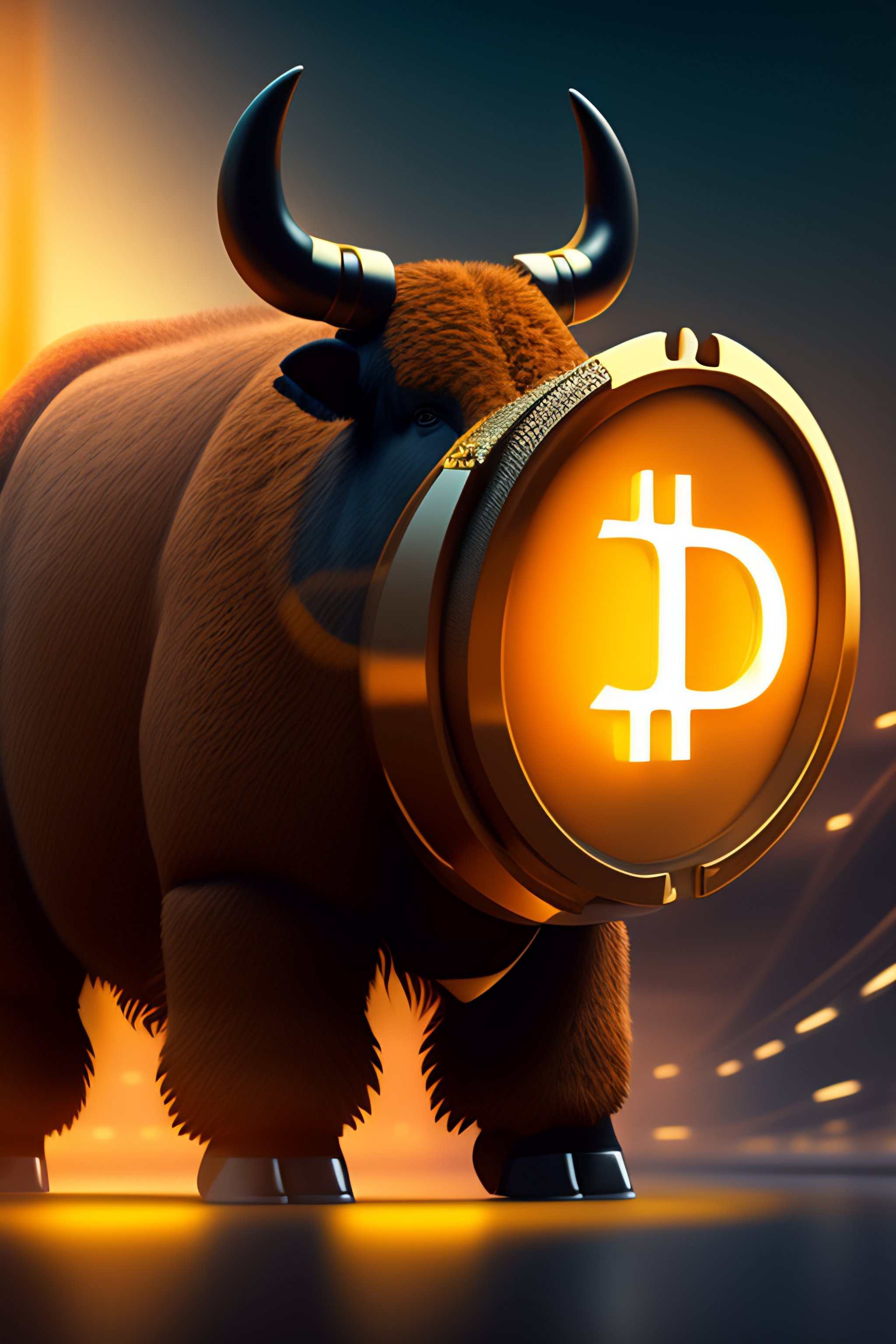 Lexica - Anthro furry humanoid bull, crypto style, Bitcoin logo, write ...