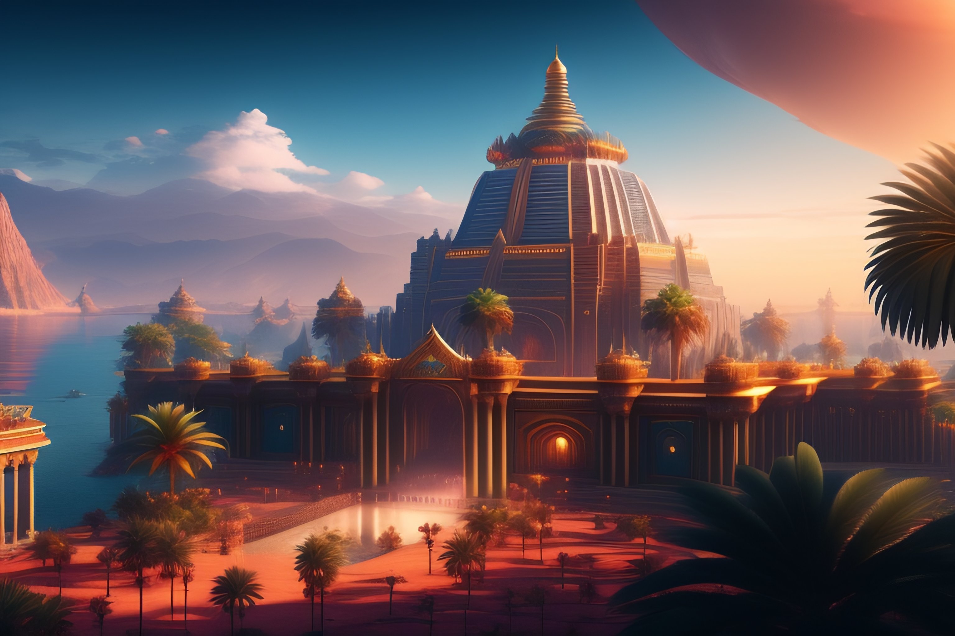Lexica - Most beautiful and gigantic multiple palace city of the gods ...