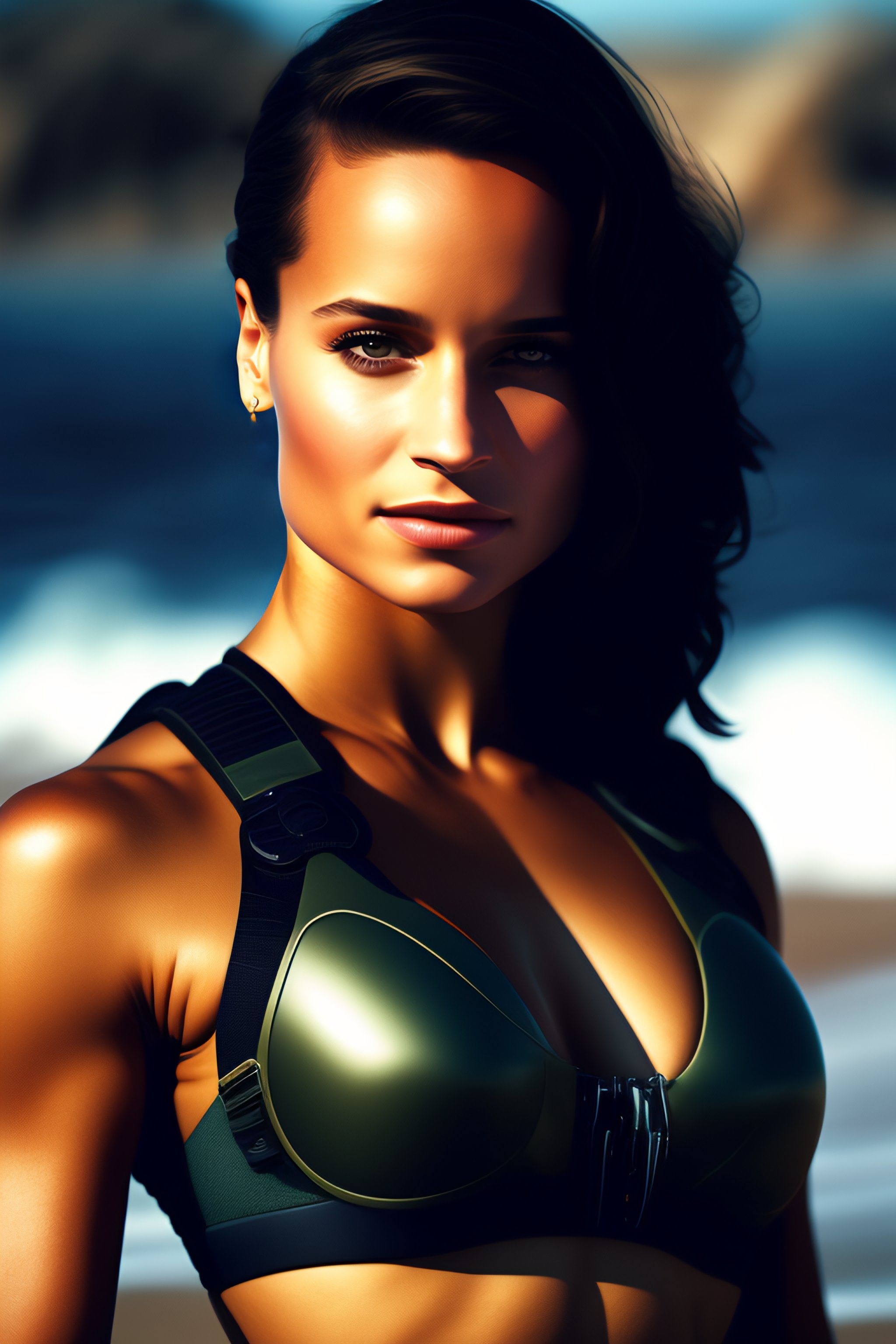 Lexica Photograph, alicia vikander, beach, metal gear solid