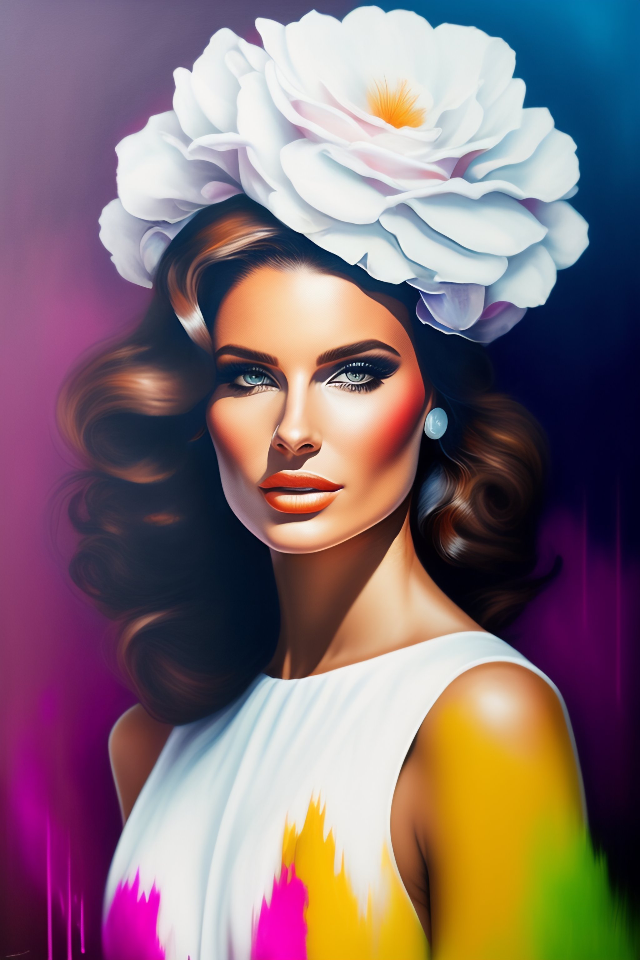 Lexica Rough spray painted; beautiful white woman with head garment