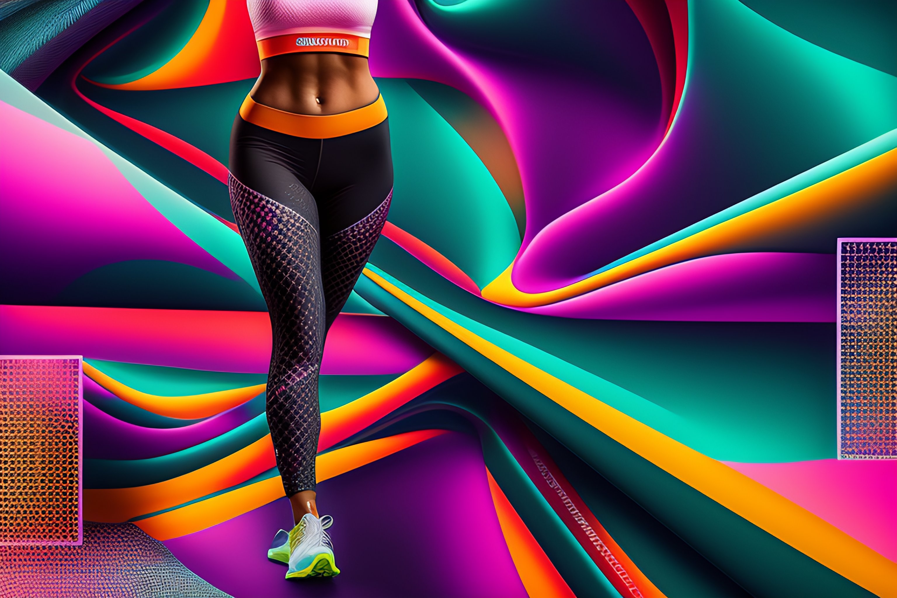 Lexica - 3d sport halftone leggings+poster pattern