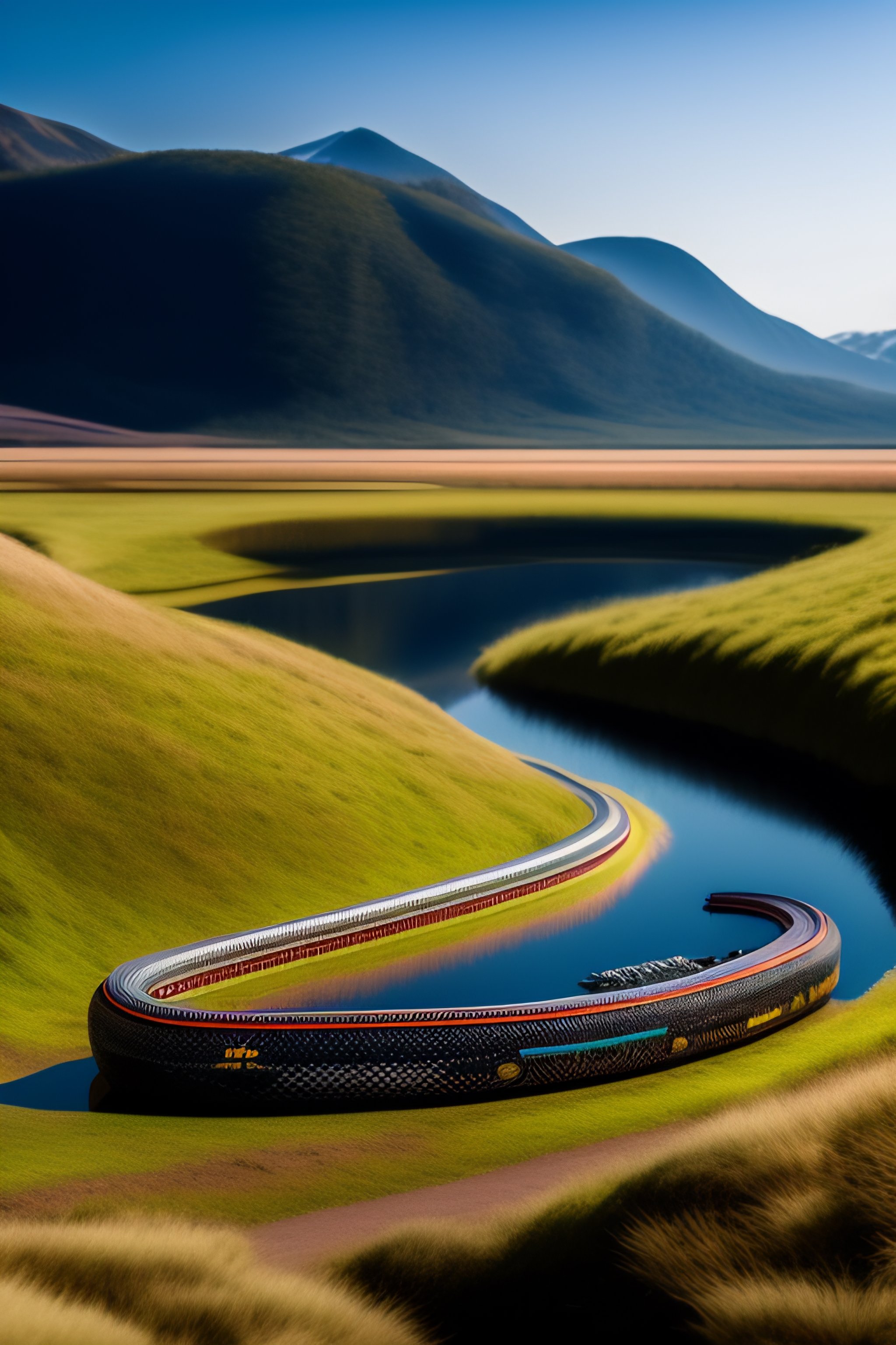 Lexica - Snake train on water surface