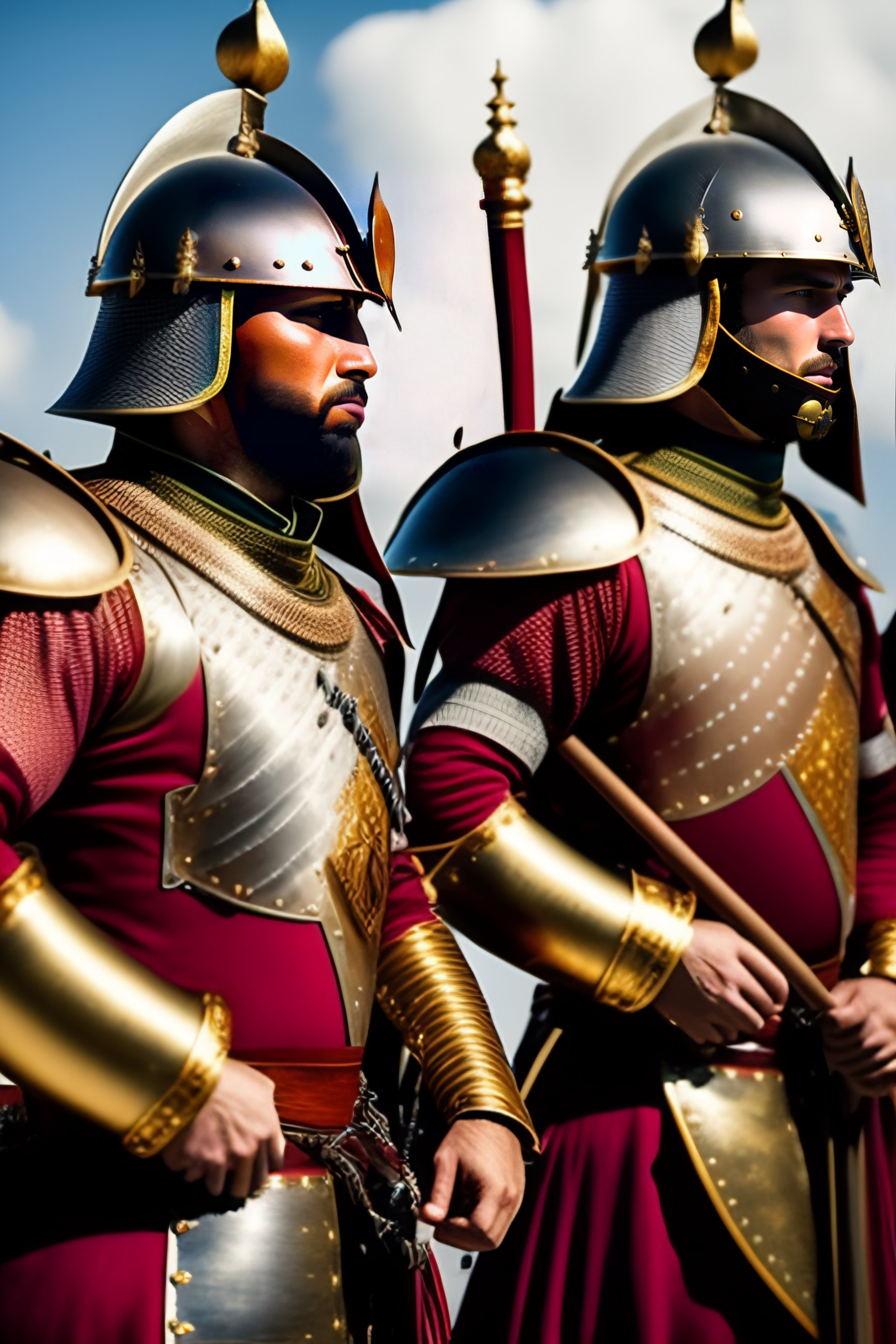 Lexica - A group of 16th century pikemen, cuirass, helmet, long pike