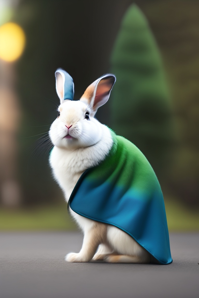 Lexica - Rabbit, blue and green coat, white hair, black shoe