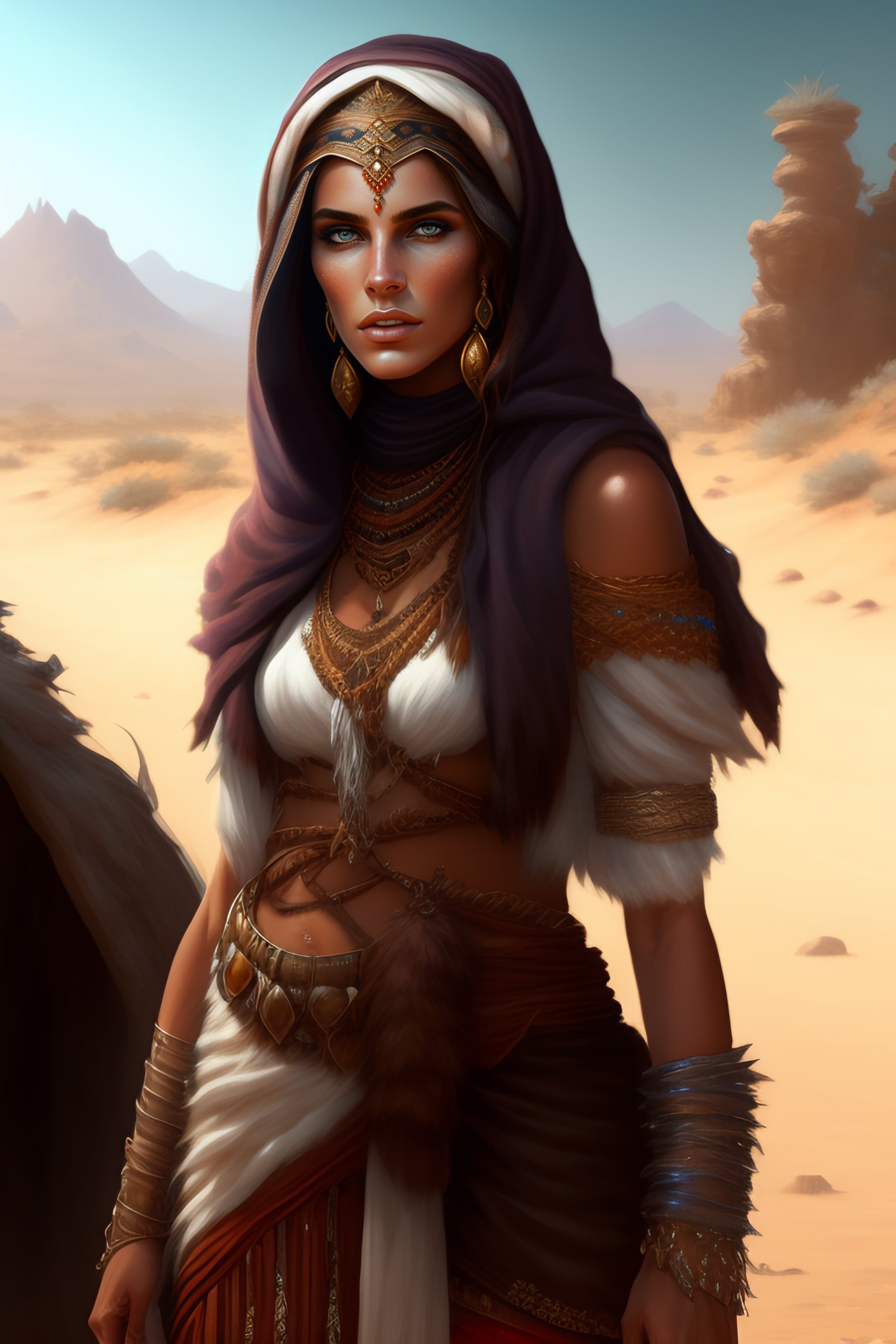 Lexica A Full Body Portrait Of A Beautiful Female Bedouin Pulp Fiction White Wild Rogue 