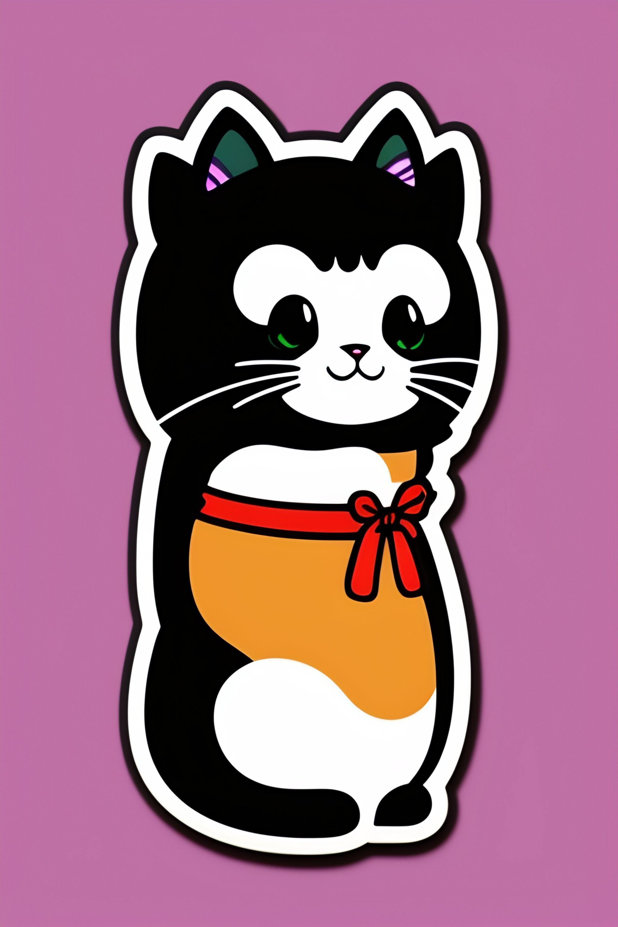 Lexica - Cute cartoon kitty sticker, anime style, solid background color
