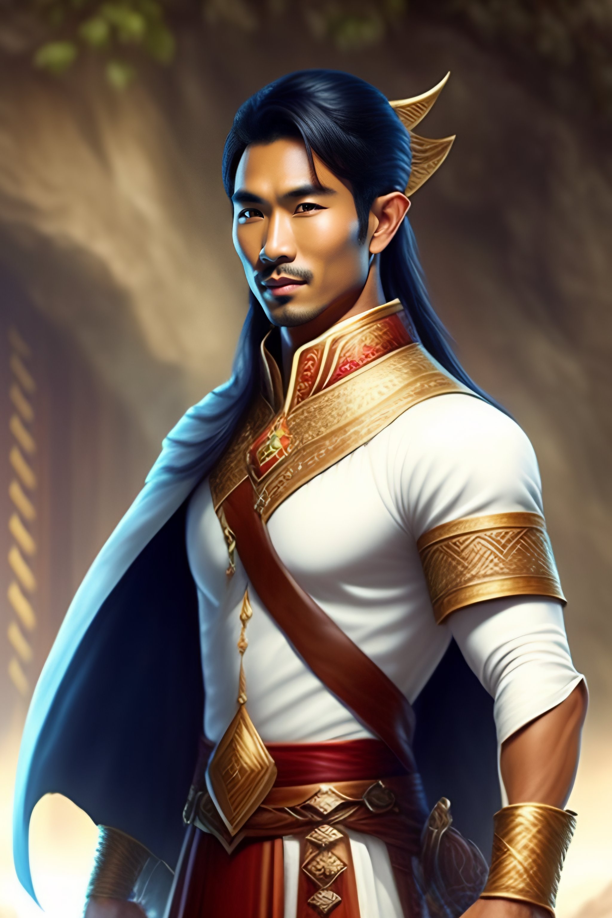 Lexica - Male half-elf, malaysian, 30 years, tanned complexion, round ...