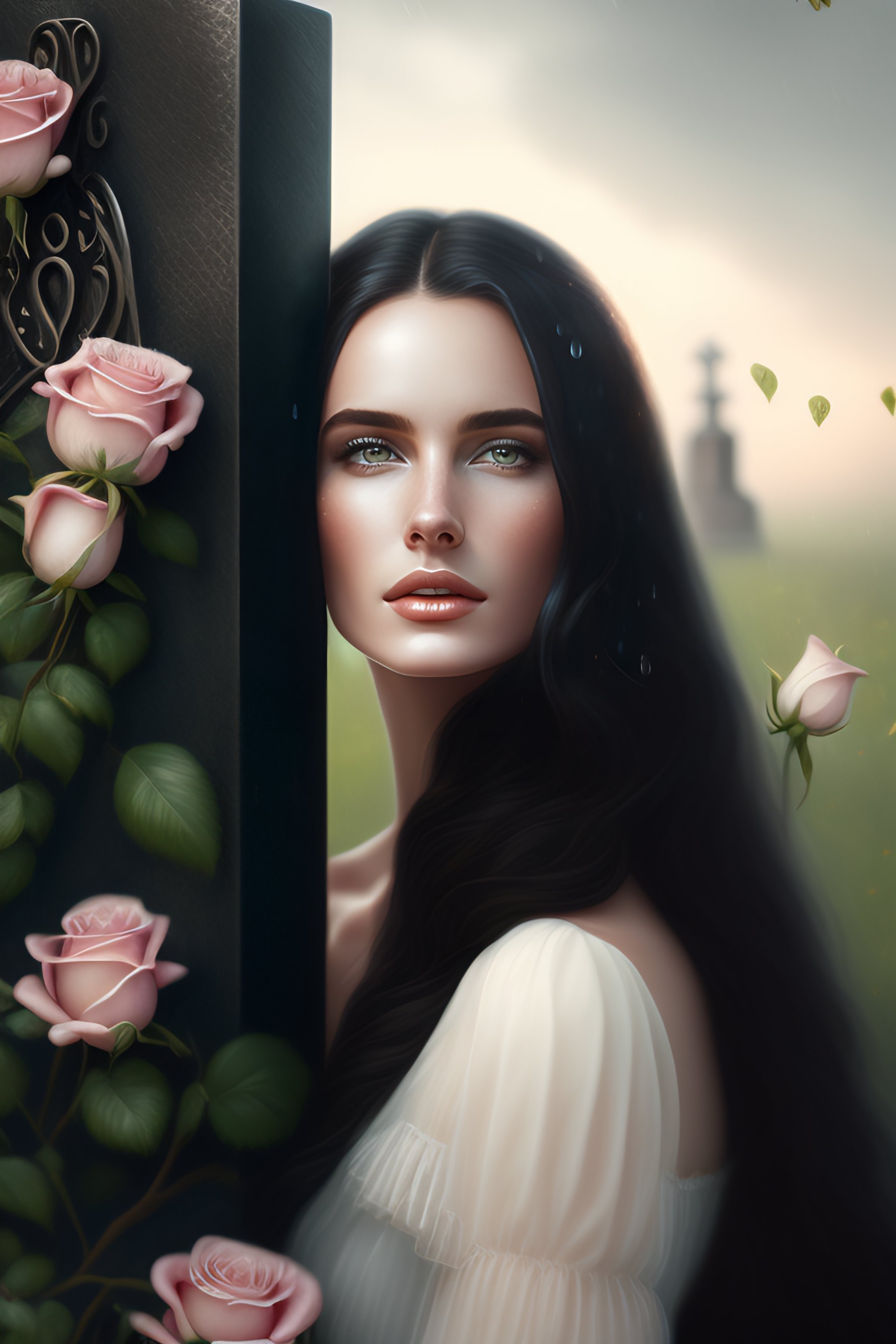 Lexica - Beautiful portrait of a young elegant woman with long dark ...
