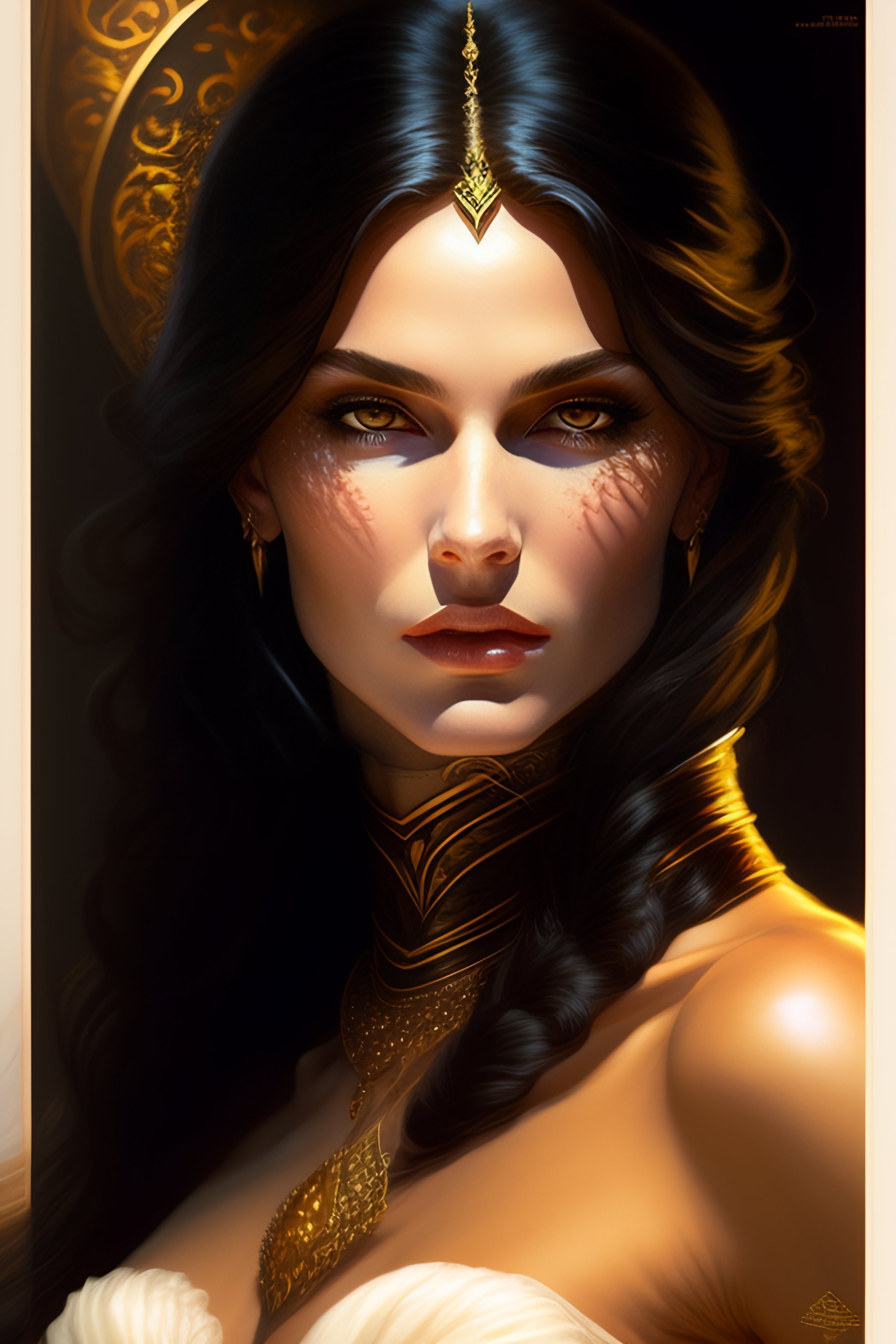 Lexica - A queen vampire, dark, piercing eyes, gentle expression ...