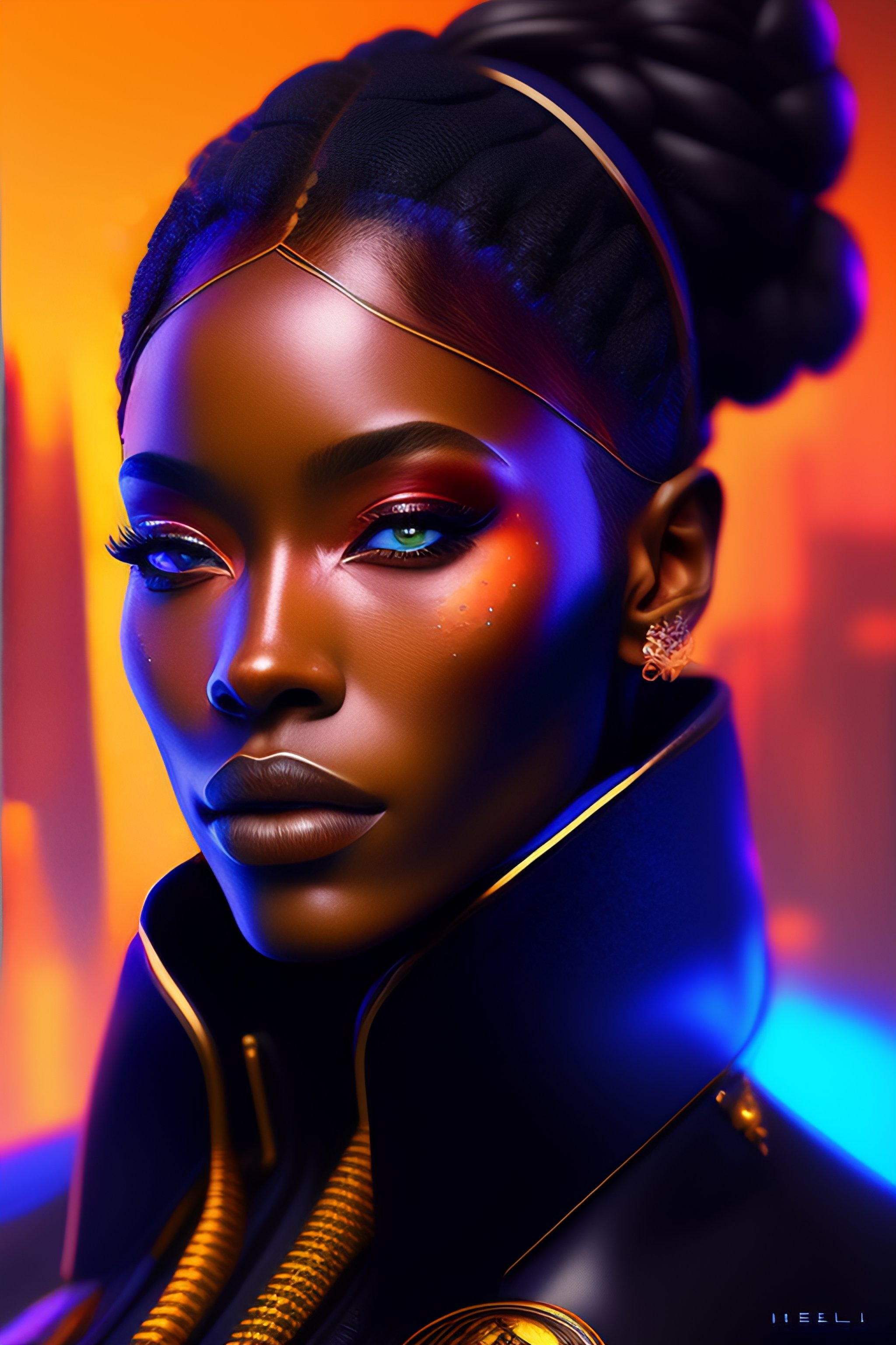 Lexica - Pele cyberpunk with face implants concept art portrait by ...