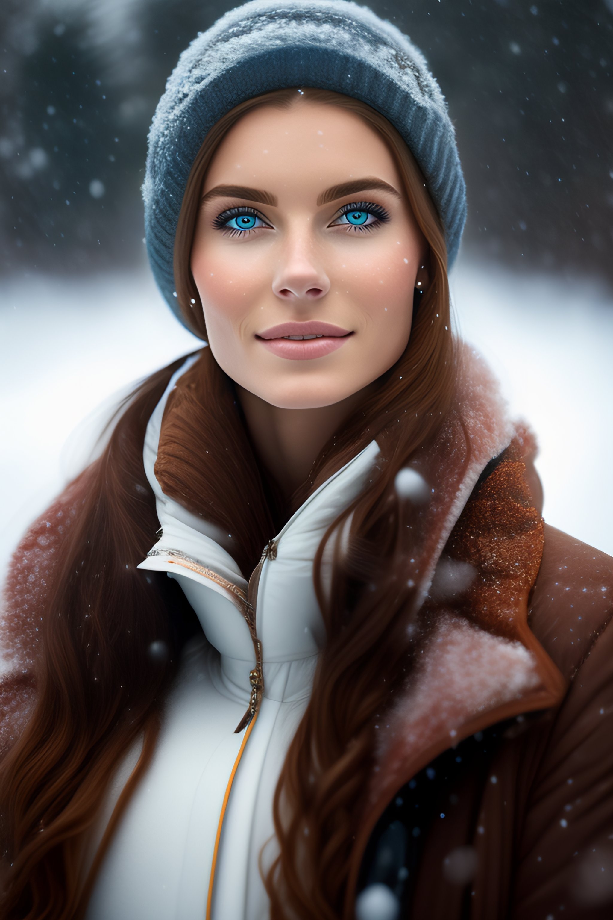 Lexica - Portrait of a young lady, with blue eyes, brown hair, in a ...