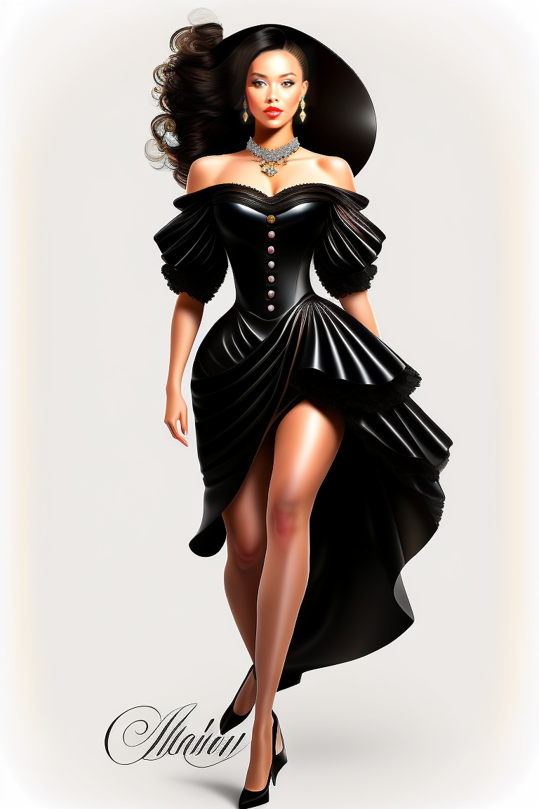 Lexica - CLIPART, ELEGANT WOMAN IN BLACK SOFISTICATED DRESS, DETAILED