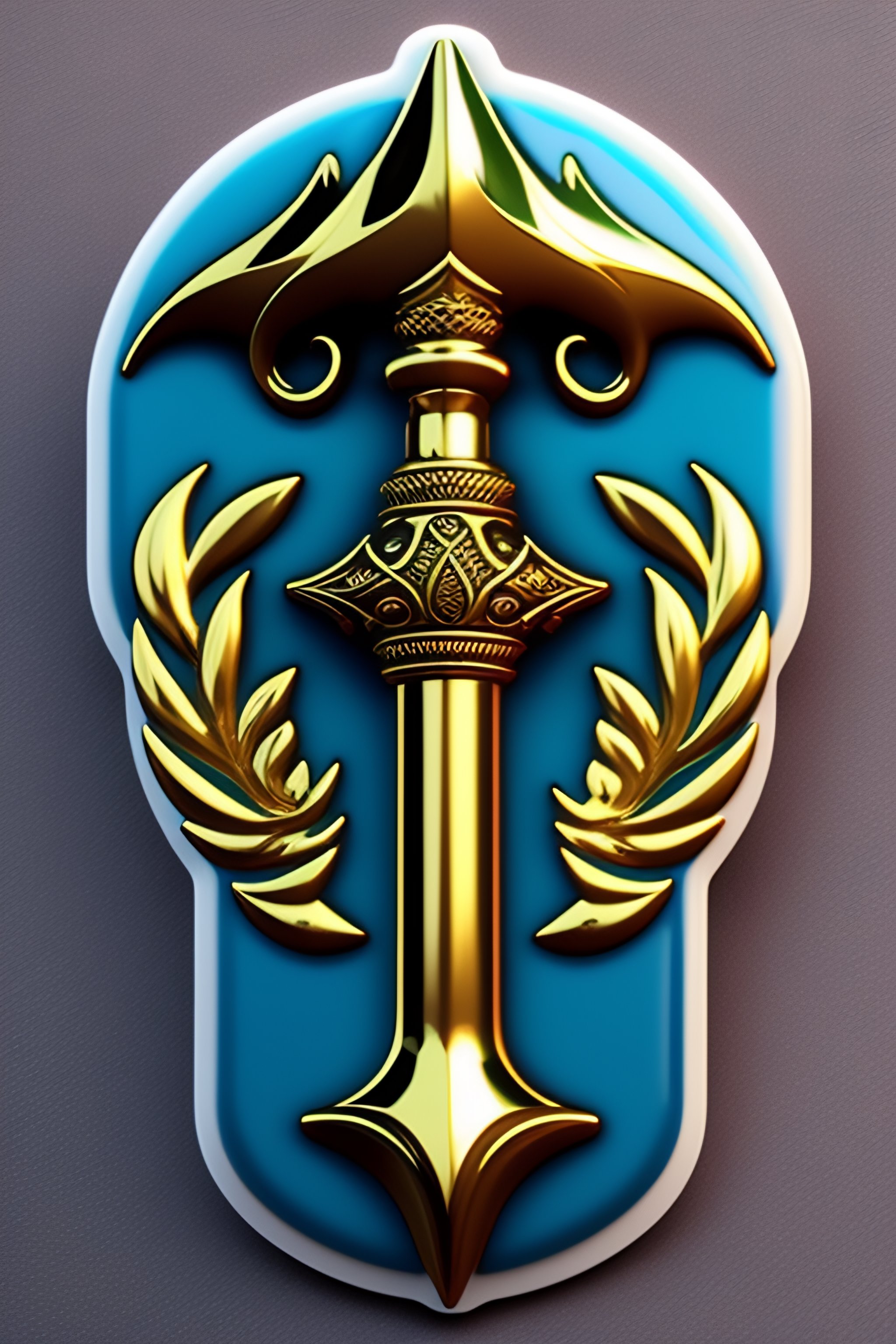 Lexica - STICKER DESIGN OF A POSEIDON'S TRIDENT ON A BADGE