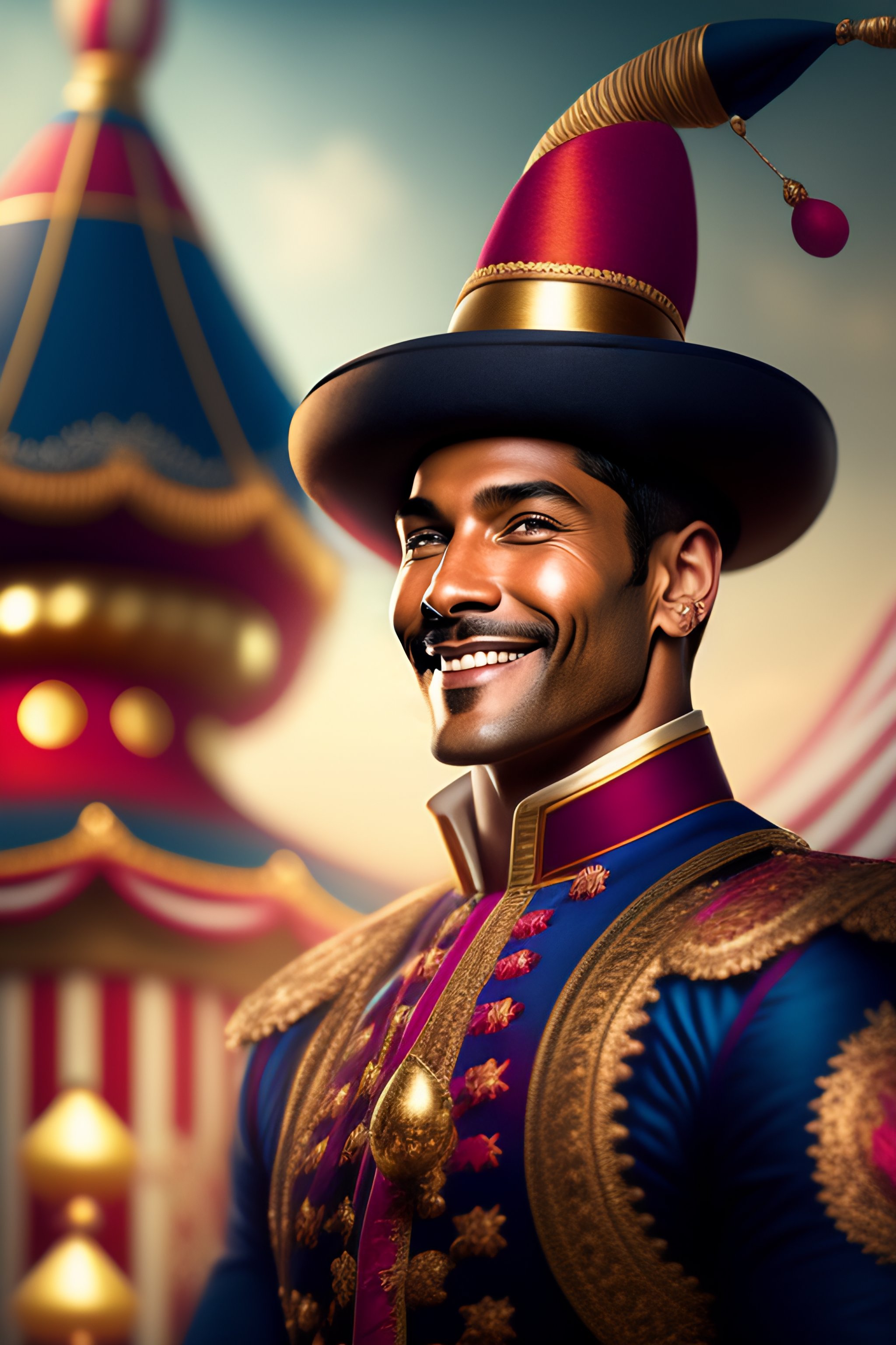 Lexica - Award winning digital portrait of a male smiling jester with ...