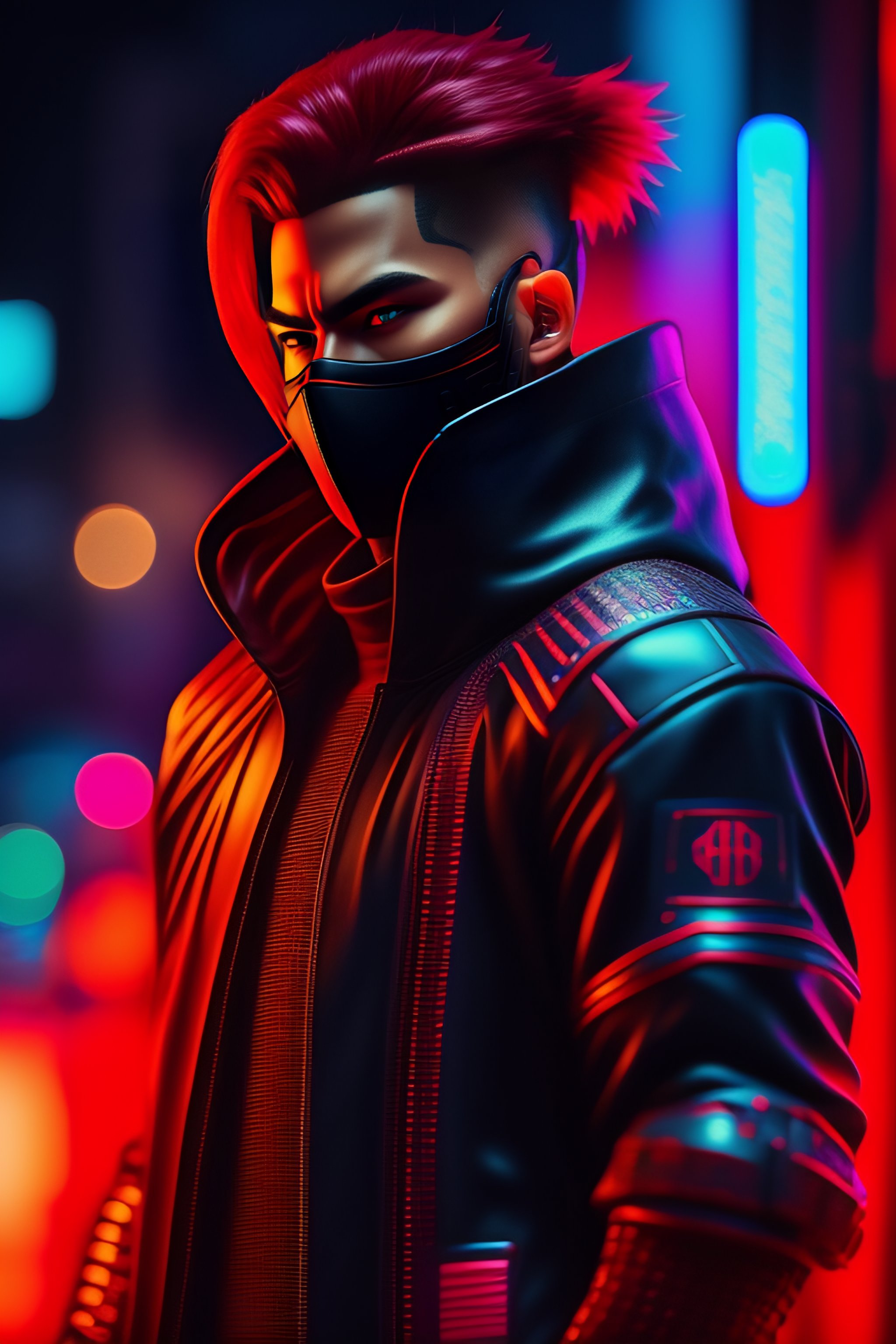 Lexica - Awesome looking cyberpunk red male ninja 8-bit neon. ultra  realistic, highly detailed, 4k