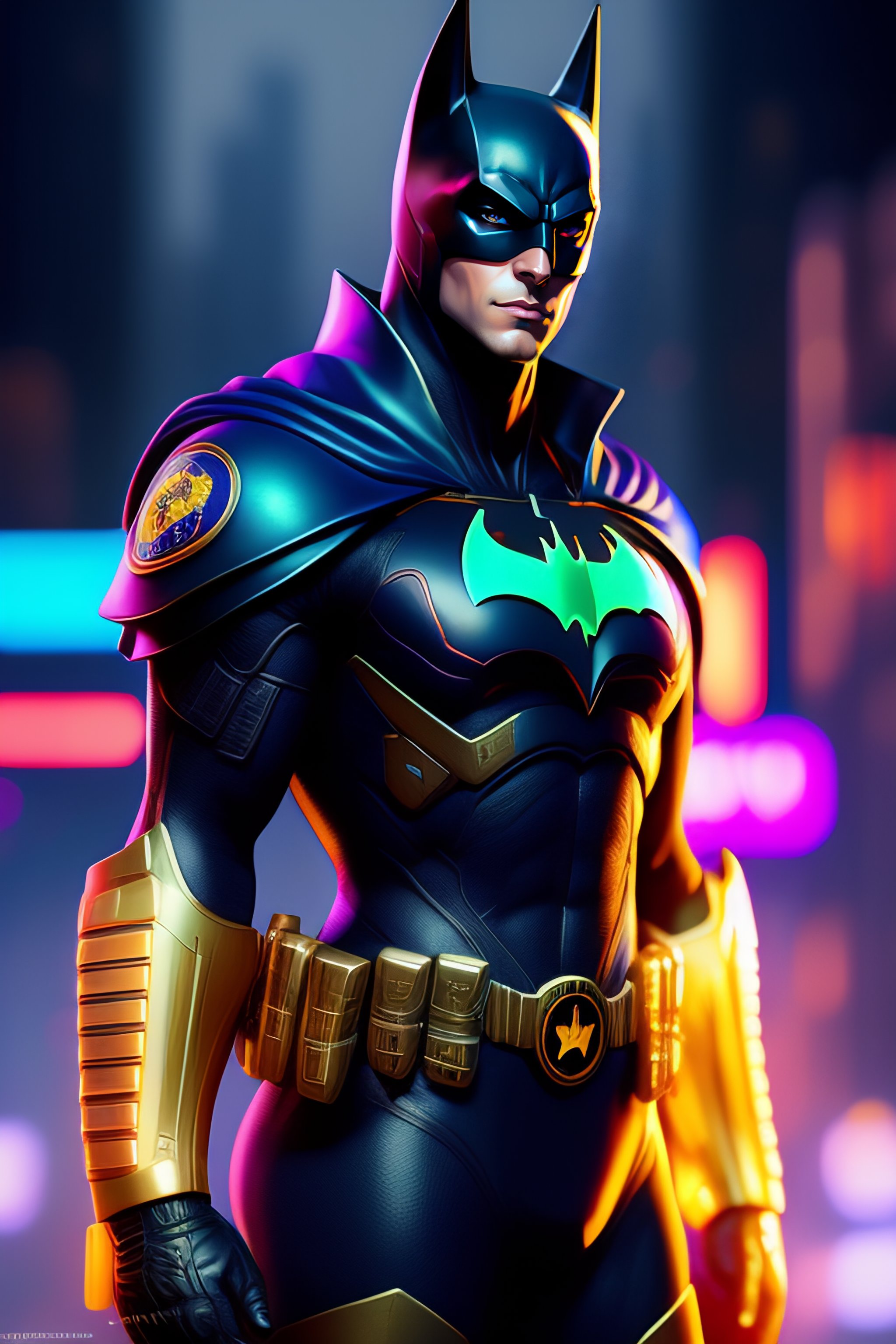 Lexica - Anime key visual of the batman police officer, neon, cyberpunk ...