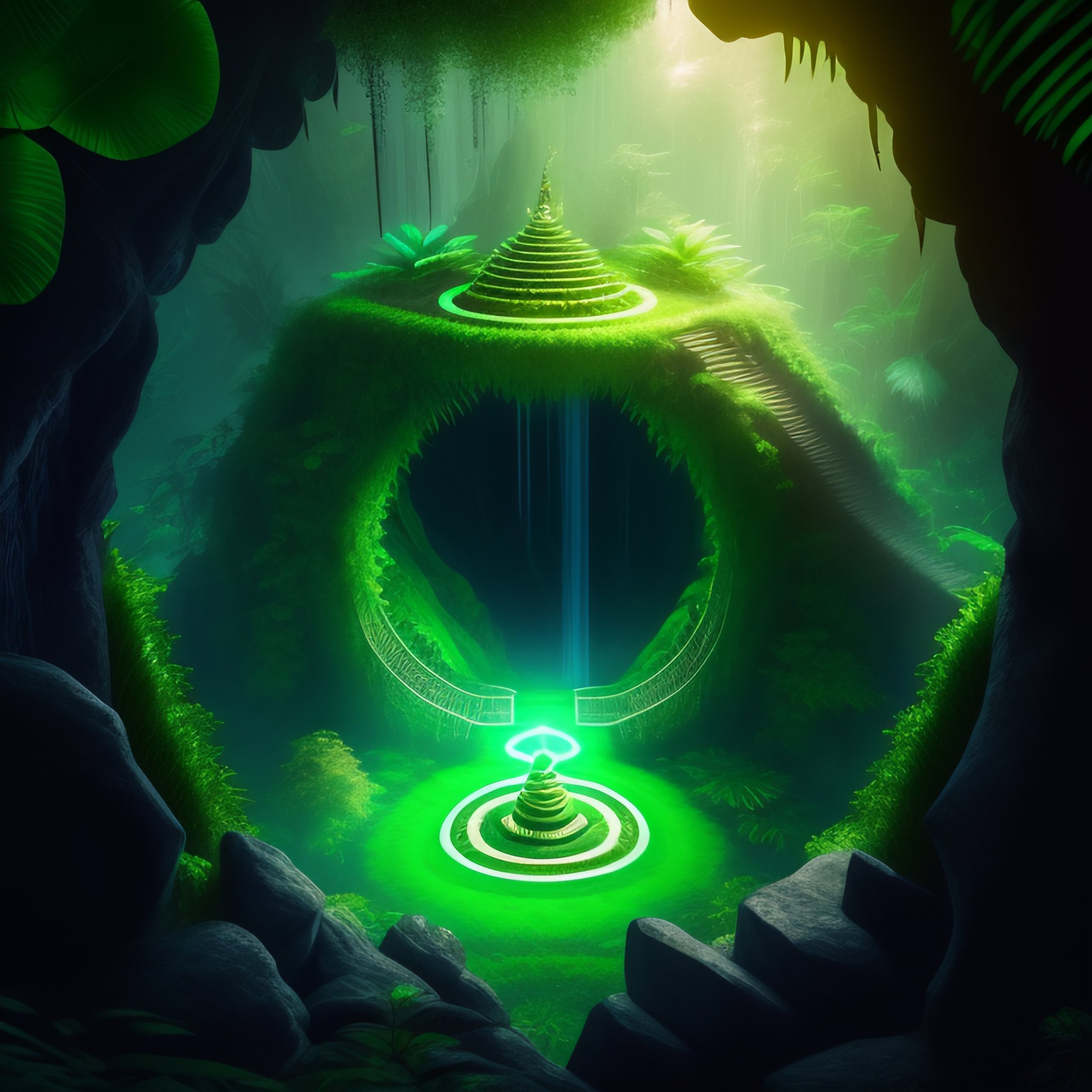 Lexica - Infinite emerald maze in a jungle canyon, labyrinth from above ...