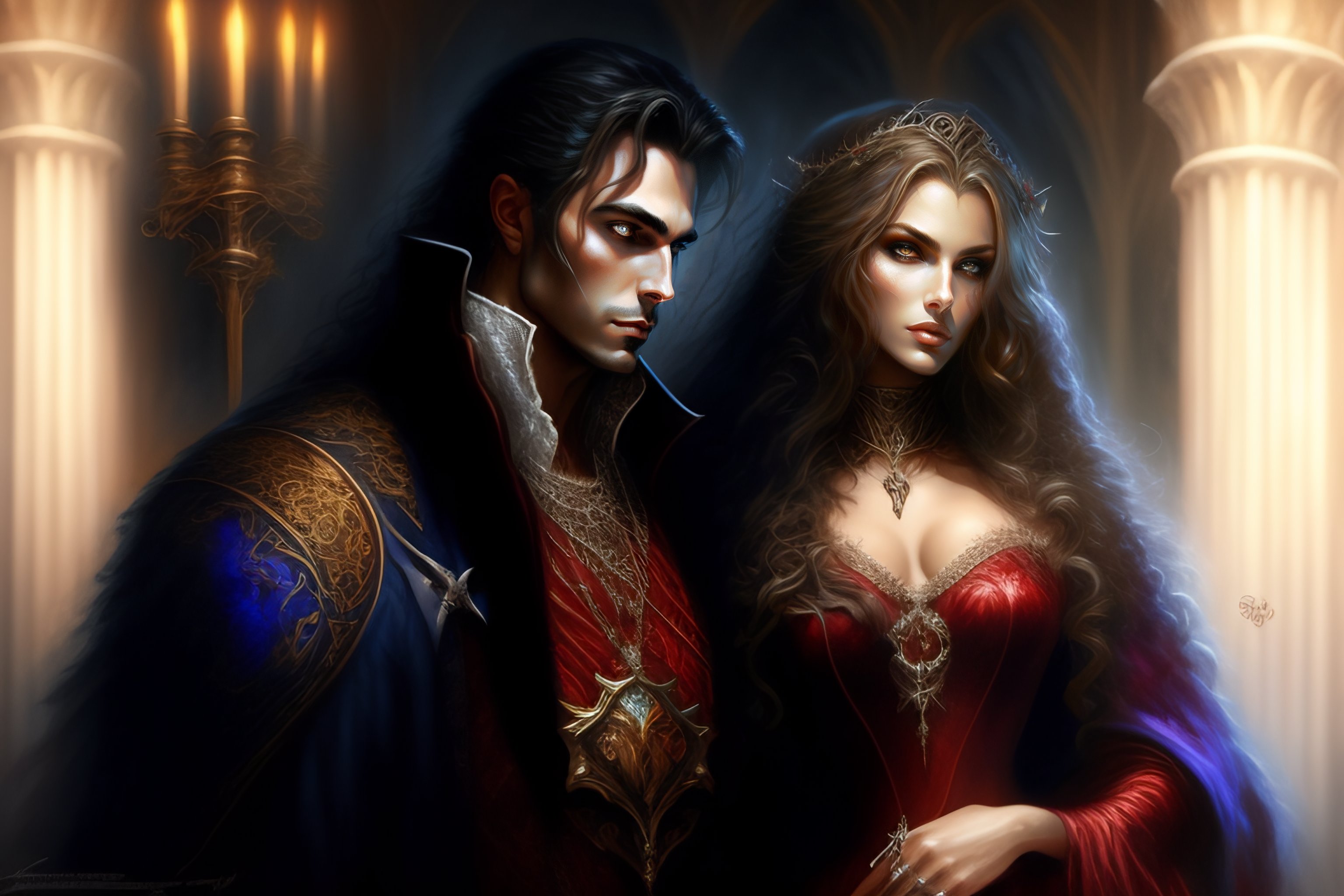 Lexica A Vampire Couplewoman And Man In Castle Gothic Room Lusi Royo Art Artgerm 2628