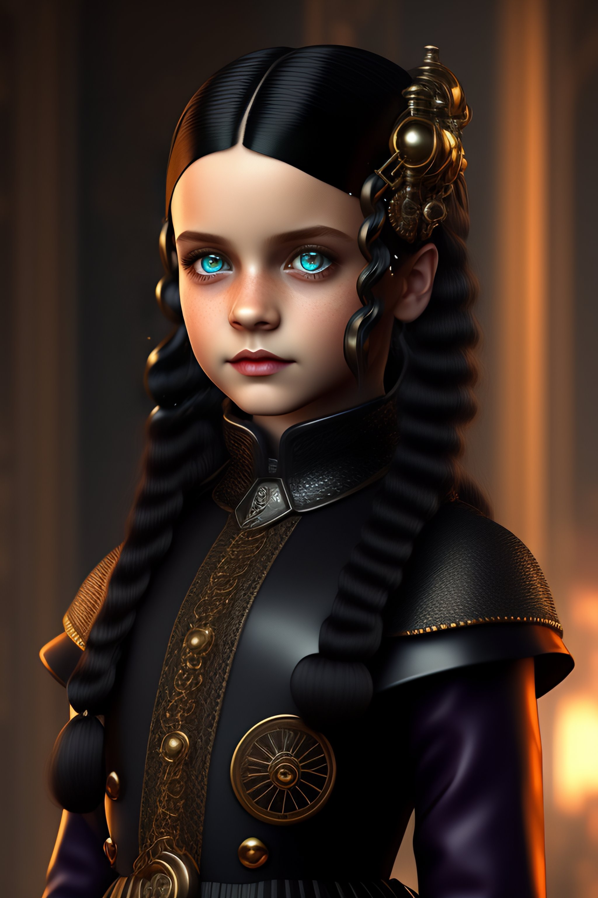 Lexica - Young Wednesday Addams stunning cyberpunk steampunk realistic ...