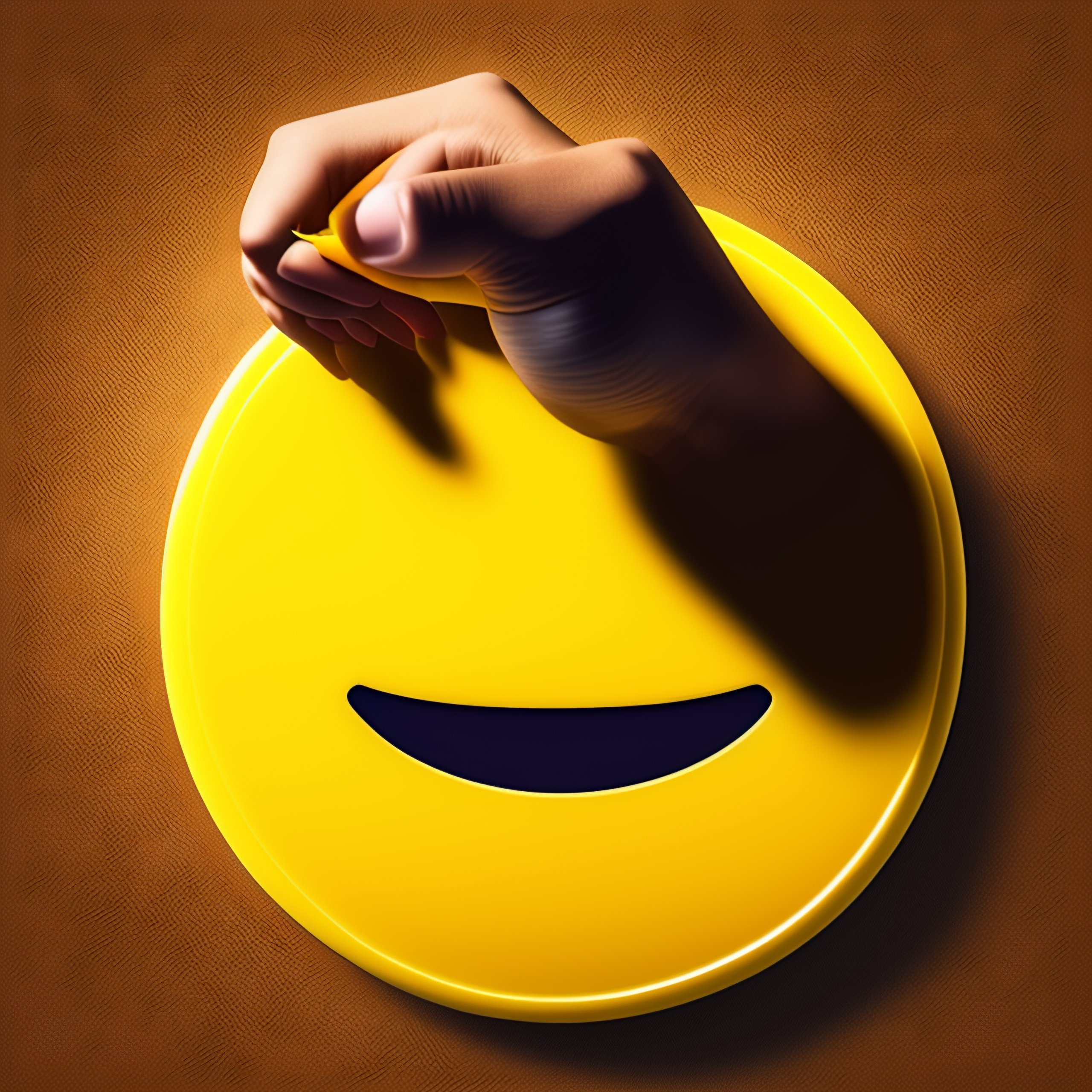 Lexica Perfect round drawing of one centered classic 2D yellow emoji biting its nails, bitting