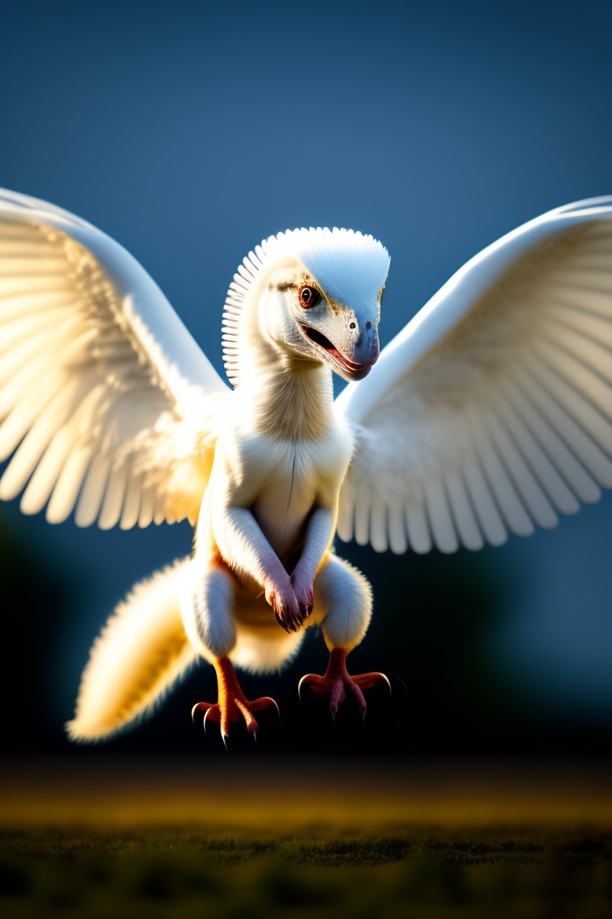 Lexica - White baby velociraptor with wings and white fur