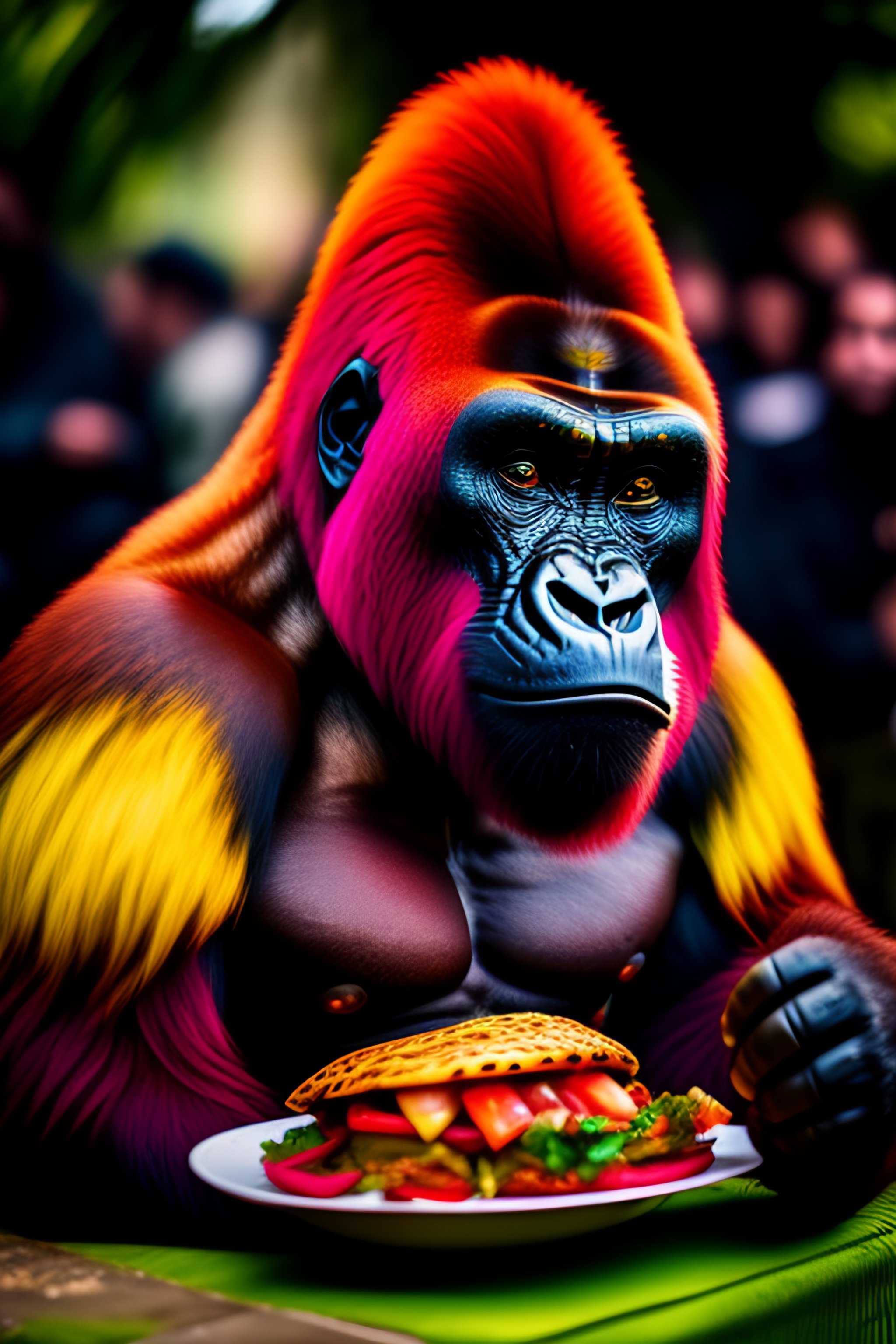 Gorilla with red wig best sale