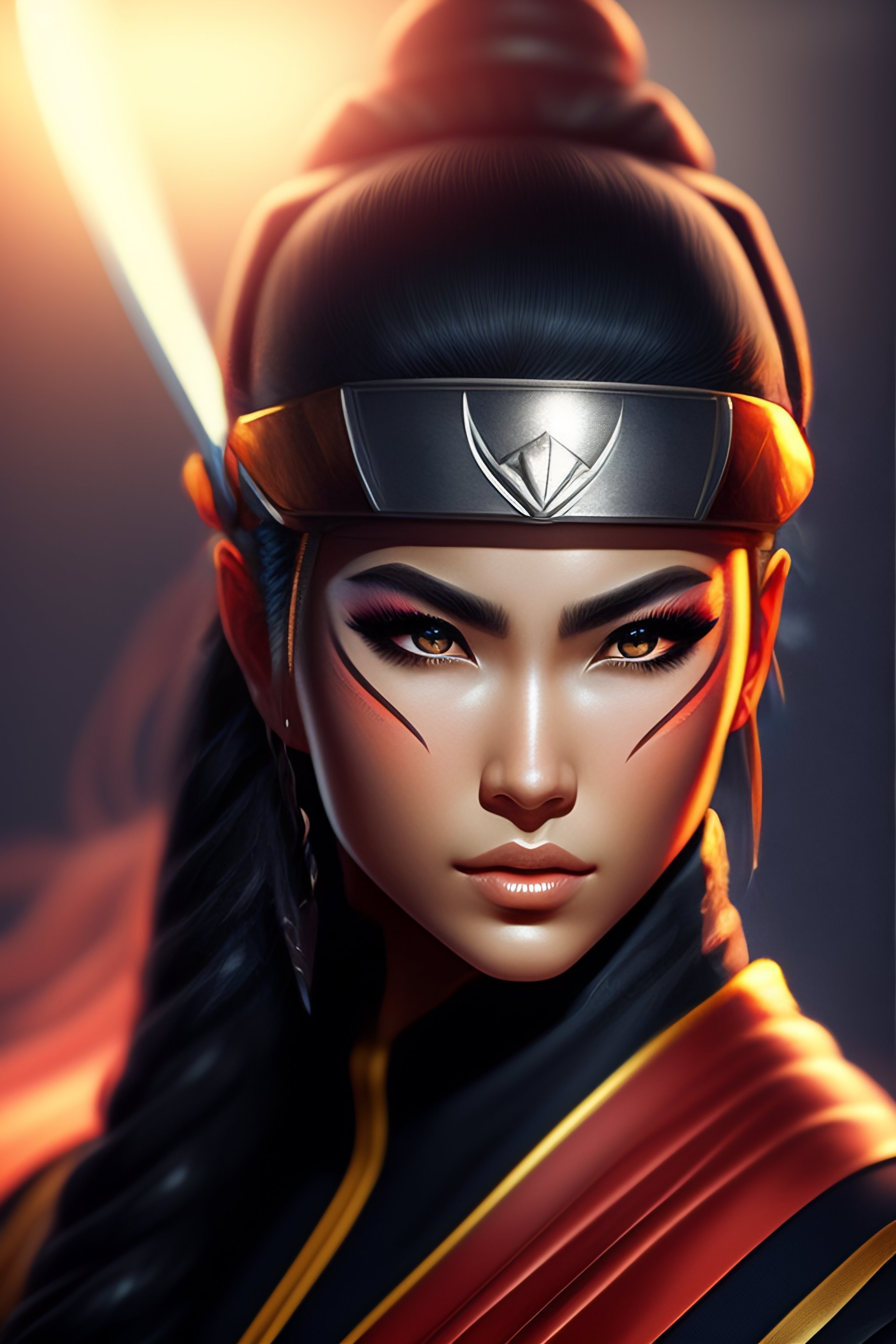 Lexica - Professional portrait of young ninja woman with a kunai ...