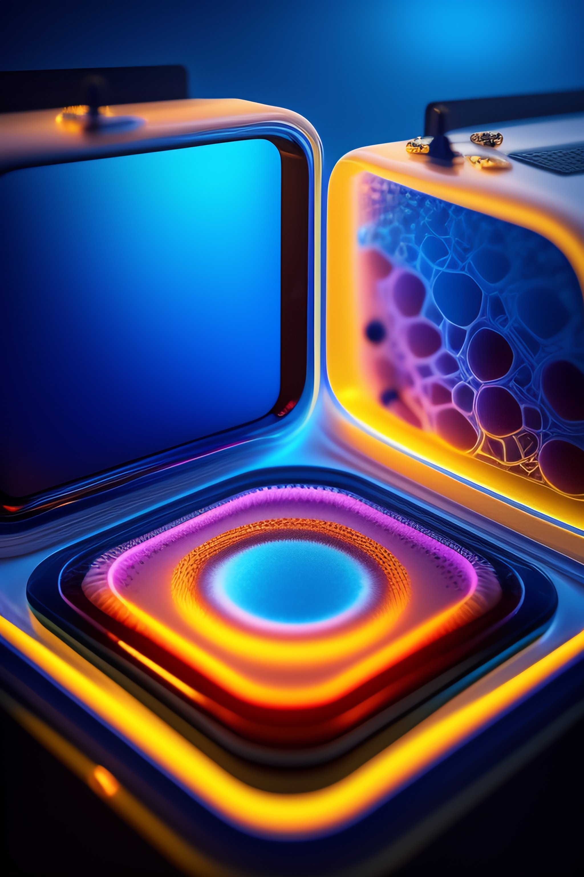 Lexica - Computer rendering inside of a cell organelle in deep blue theme