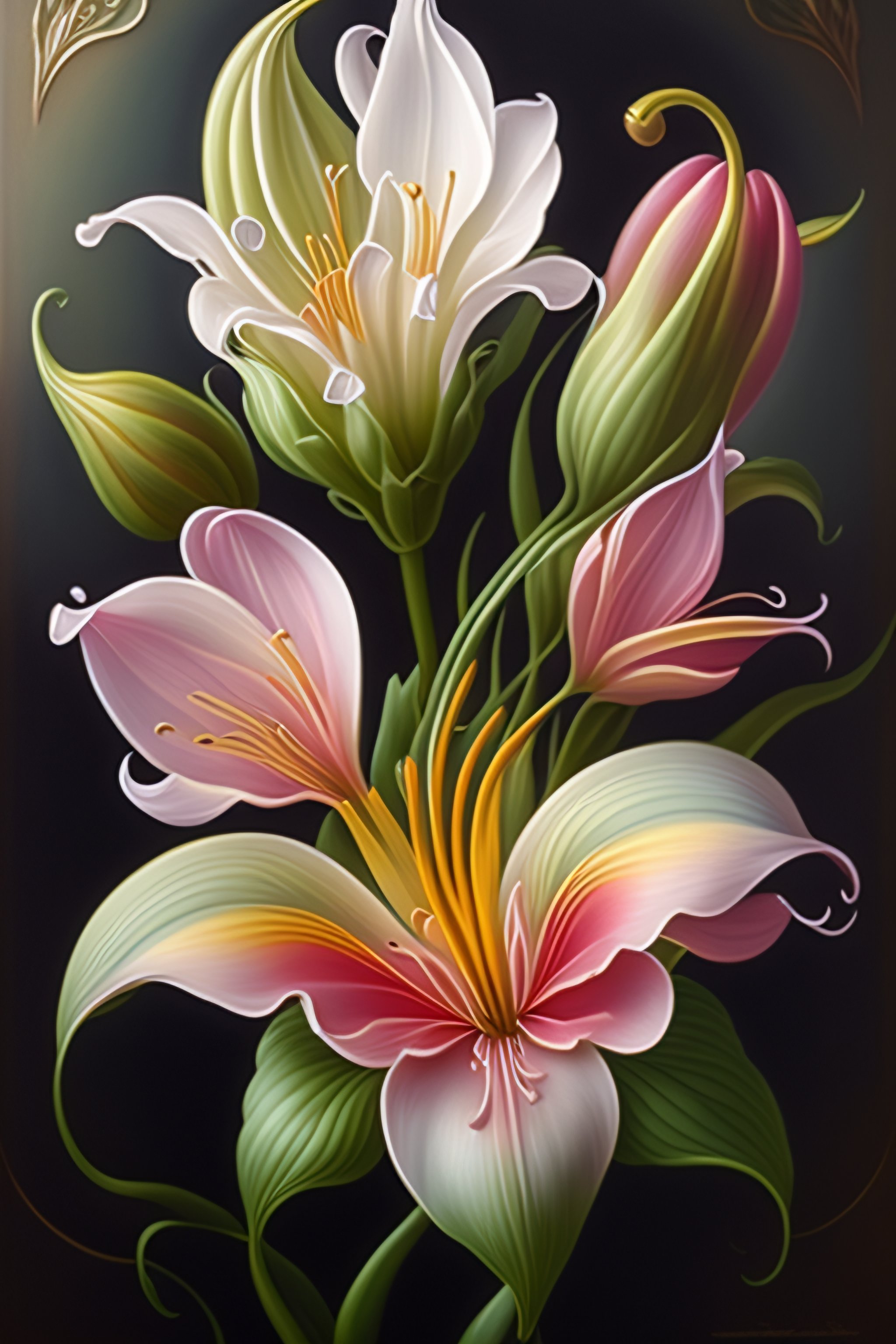 Lexica - A painting of a flower on a gray background, an airbrush ...