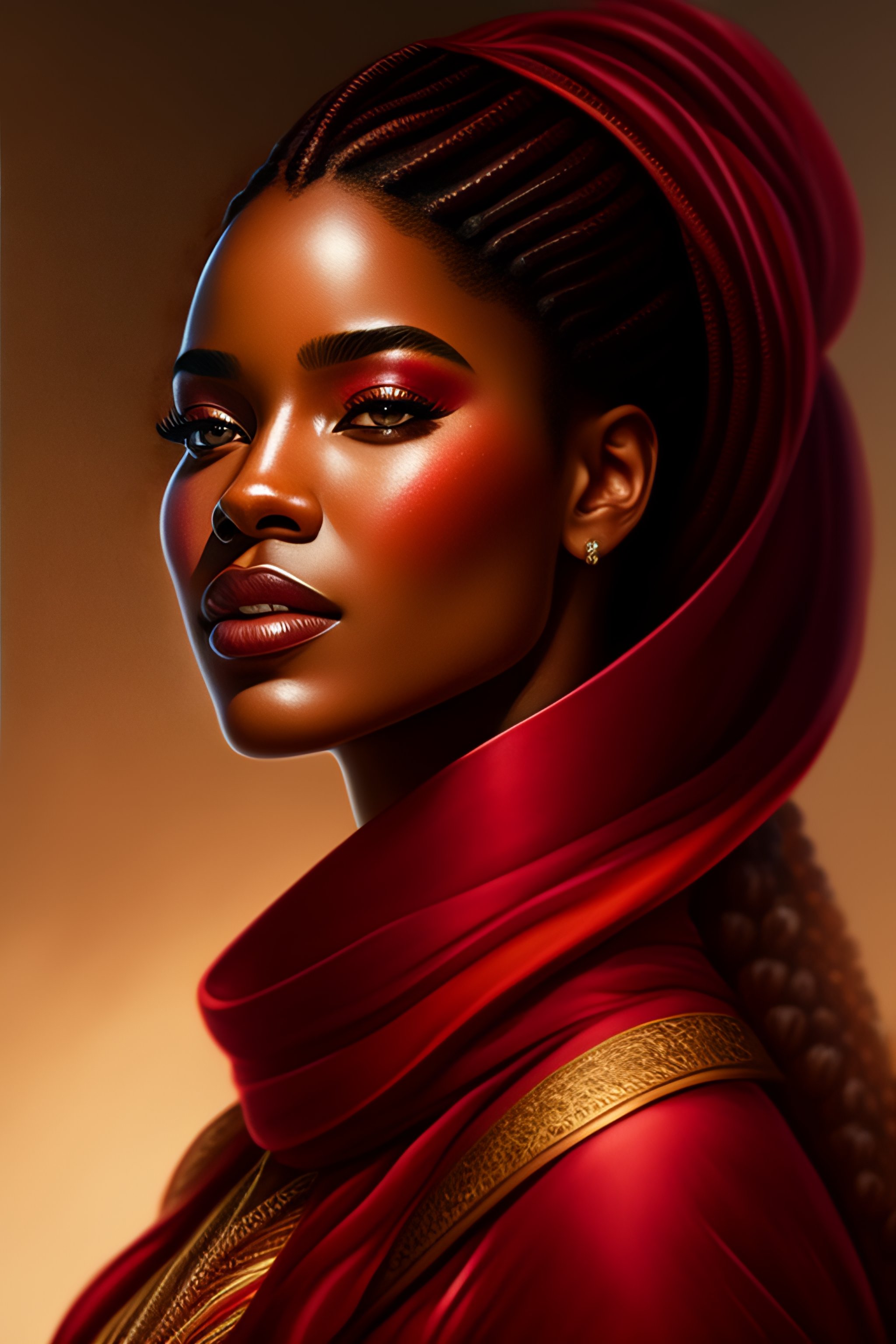 Lexica - Dramatic Portrait of a a light-skinned african american queen ...