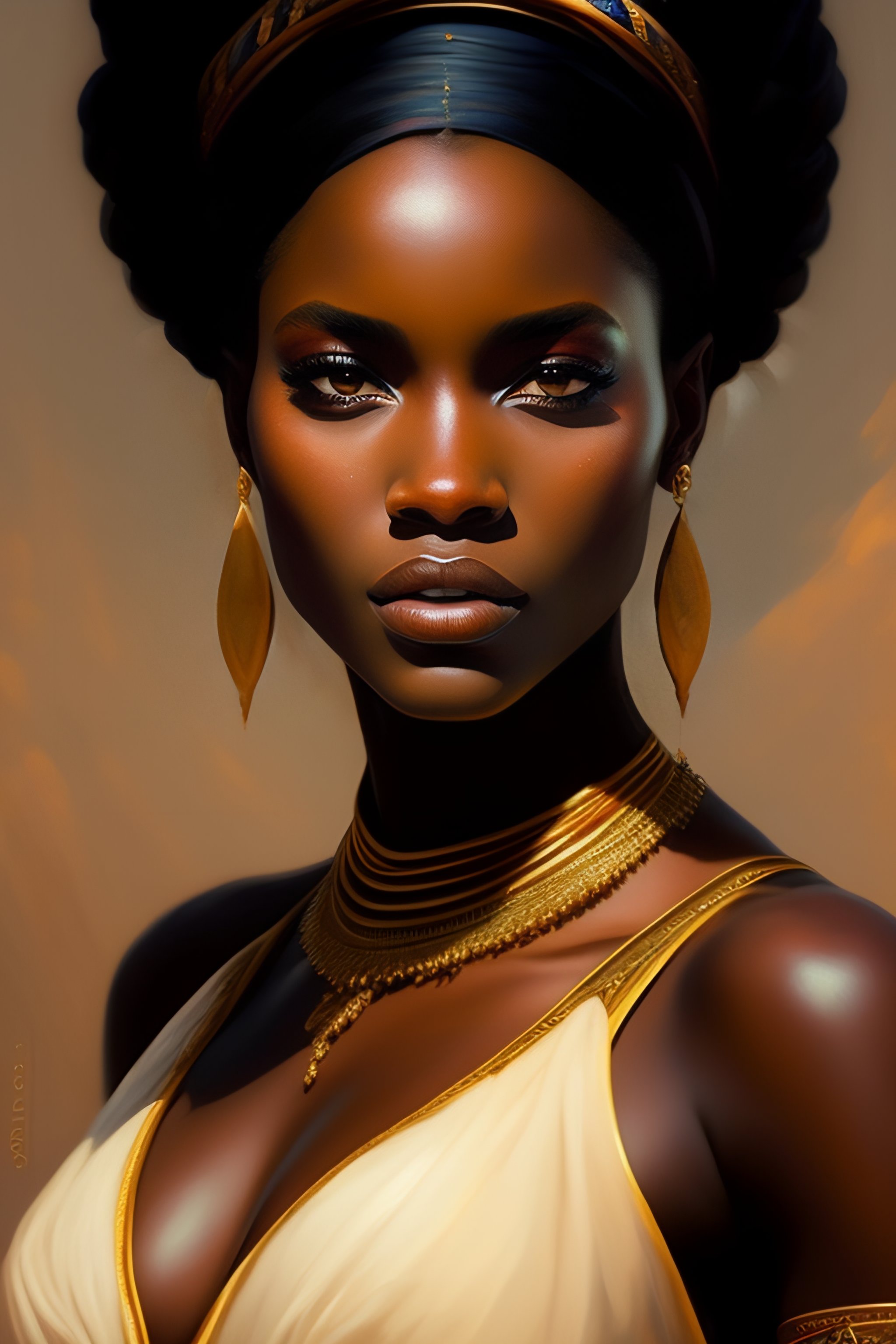 Lexica - A painting depicting a beautiful African lady by Greg ...