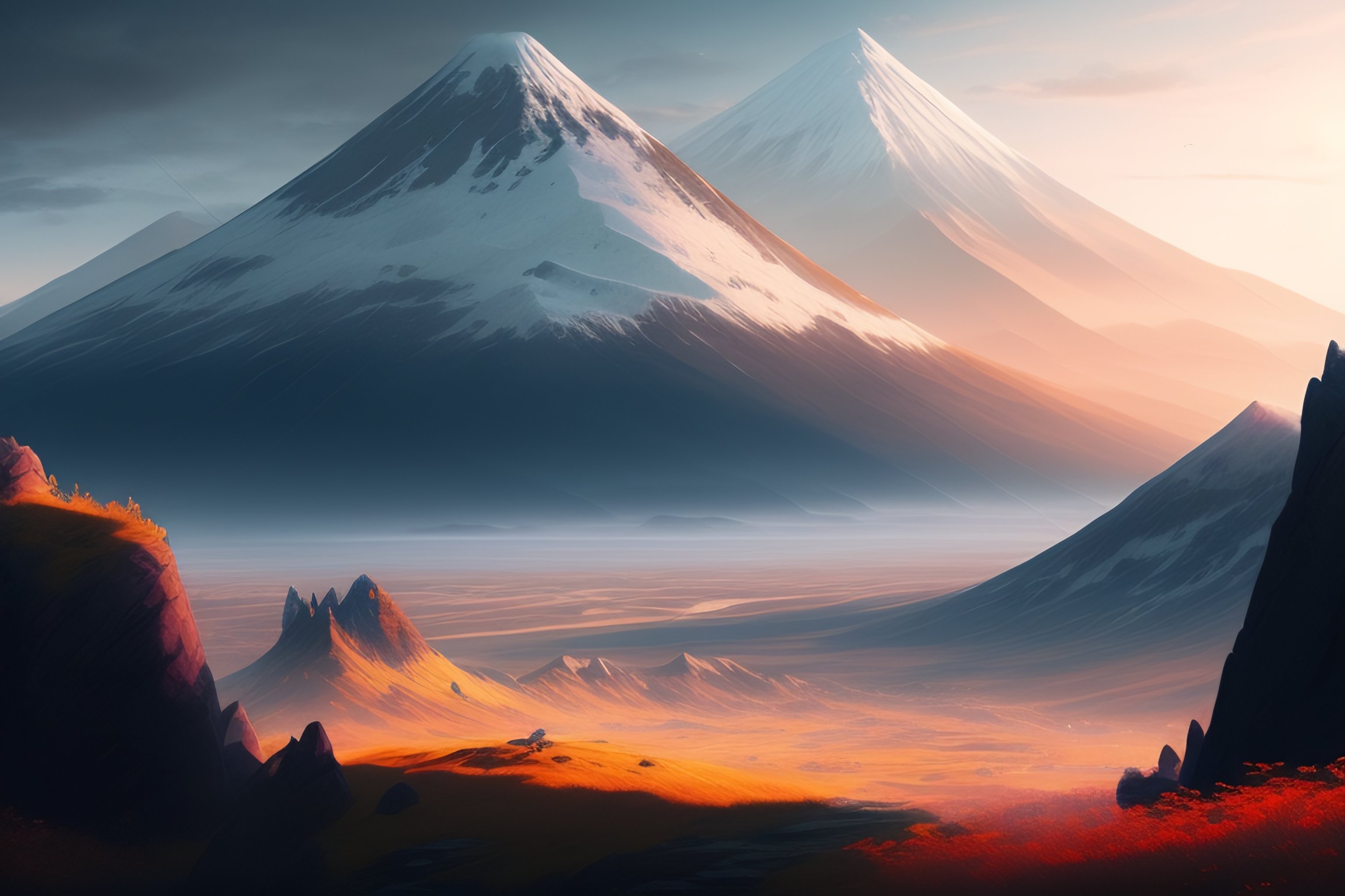 Lexica - Kamchatka landscape, ((city and volcanoes)), intricate ...