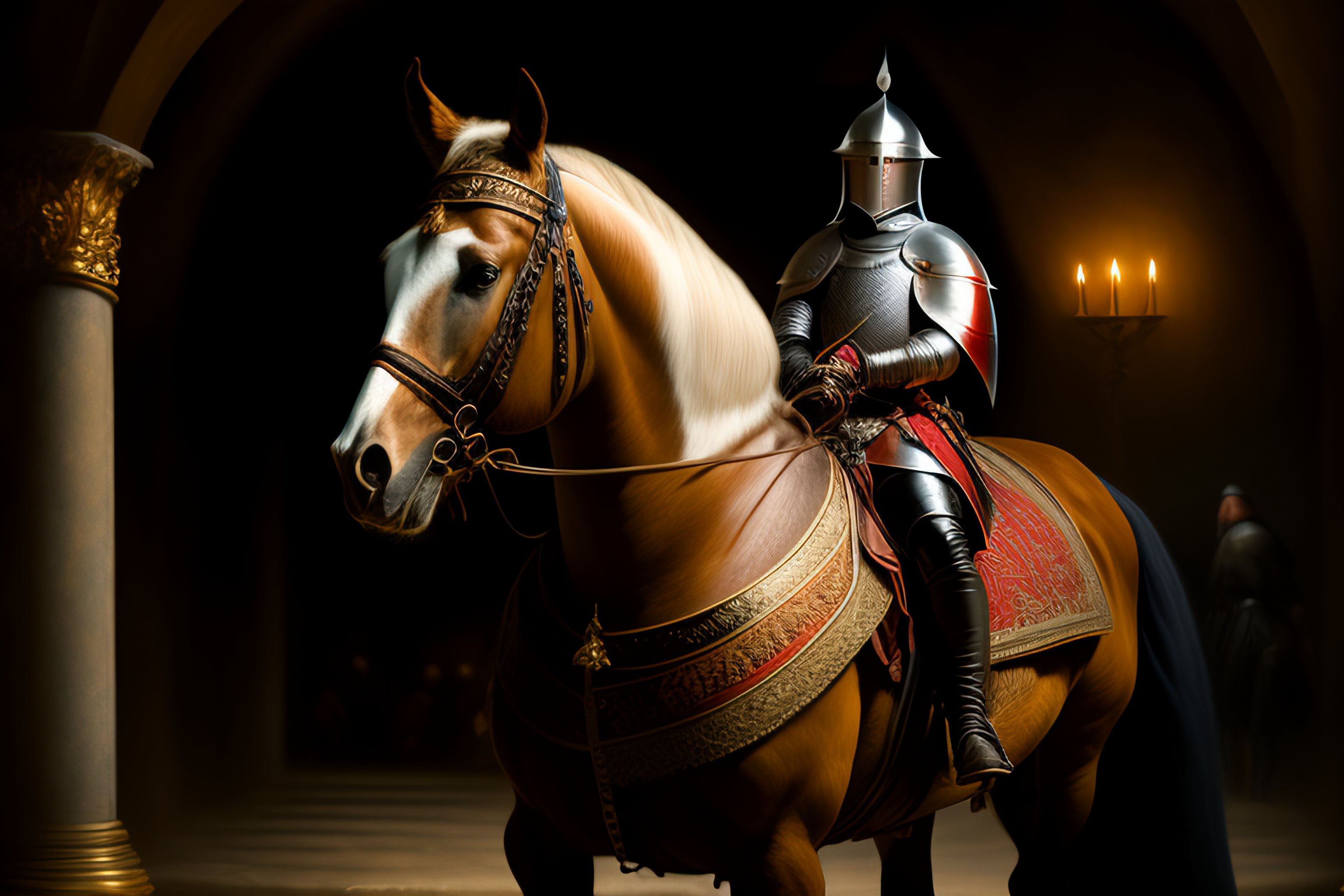 Lexica Portreit of a medieval knight by Rembrandt