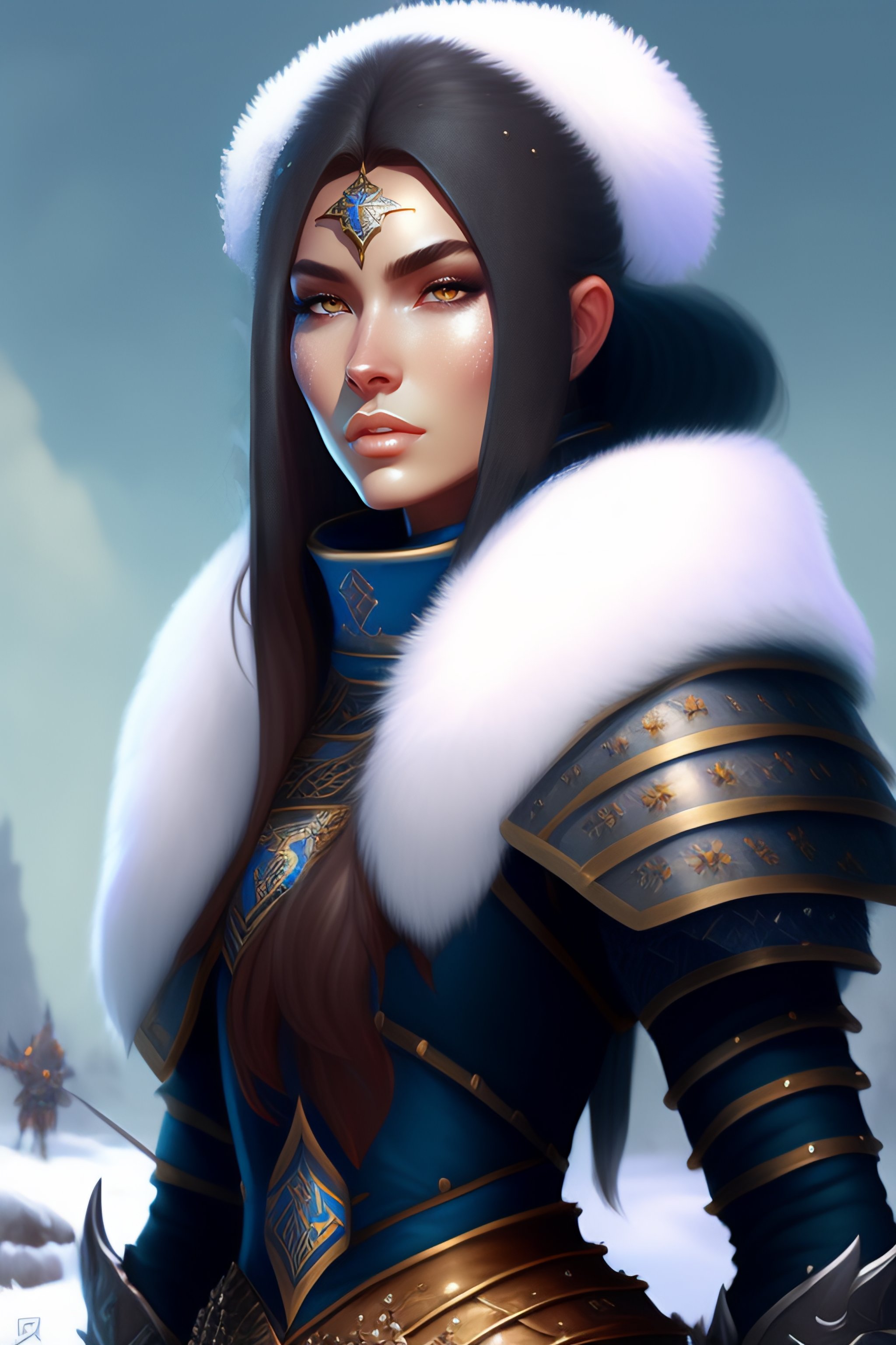 Lexica Kislev Ice guard, fur armor, winter armor, fantasy, woman