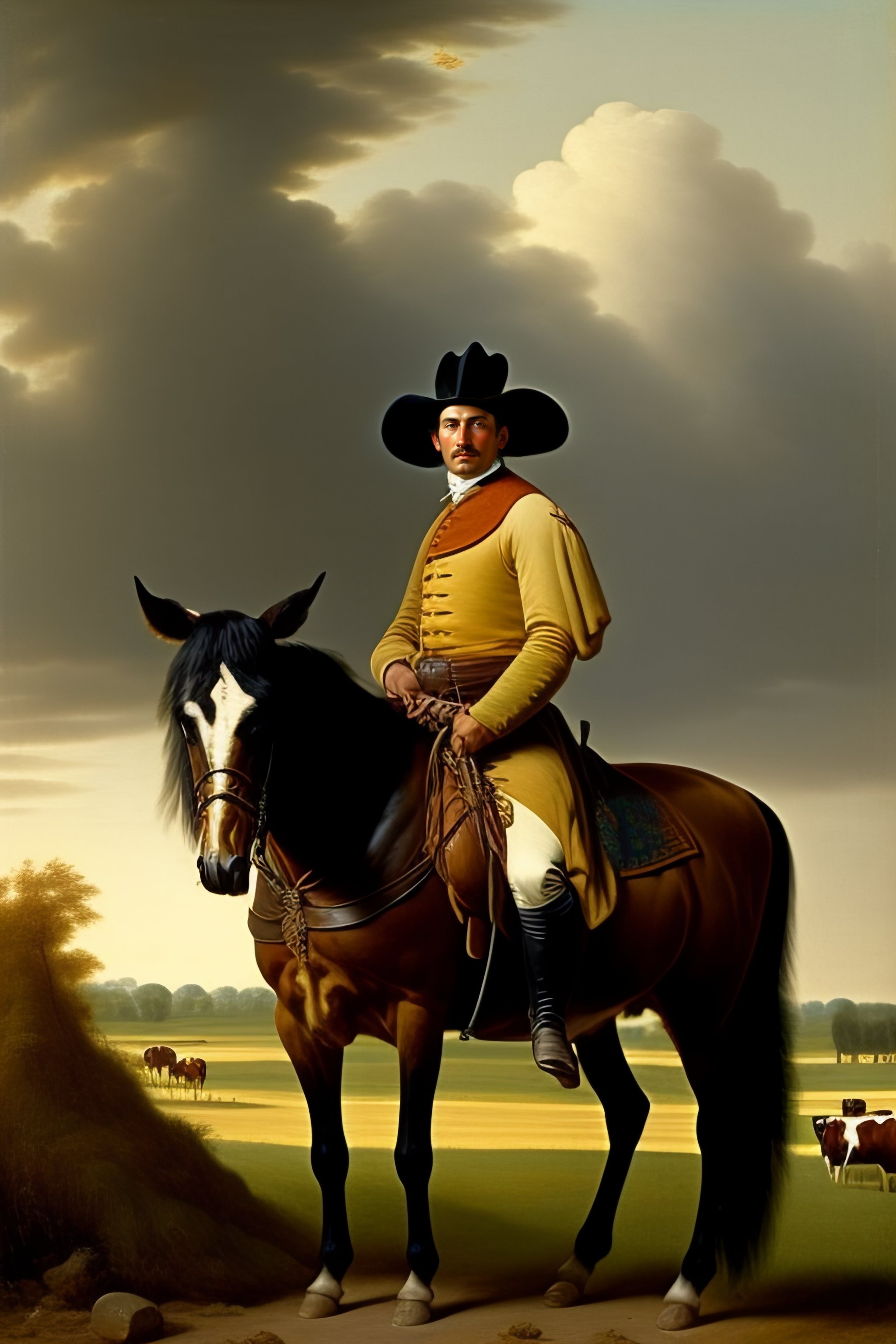 File:A gouty man surrounded by horse-riding accoutrements. Colour