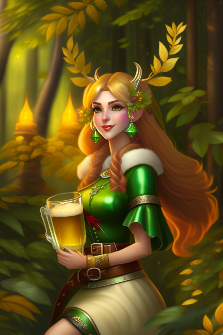 Lexica - The drunken elf wears bright green hair, bouffant and tangled ...