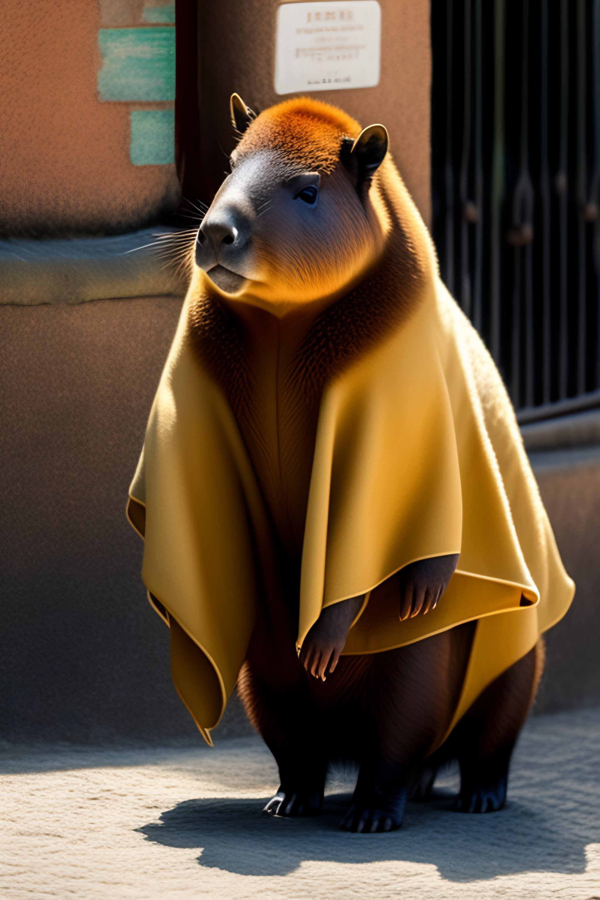 Lexica - Capybara dressing a poncho in Boyaca Colombia, cute