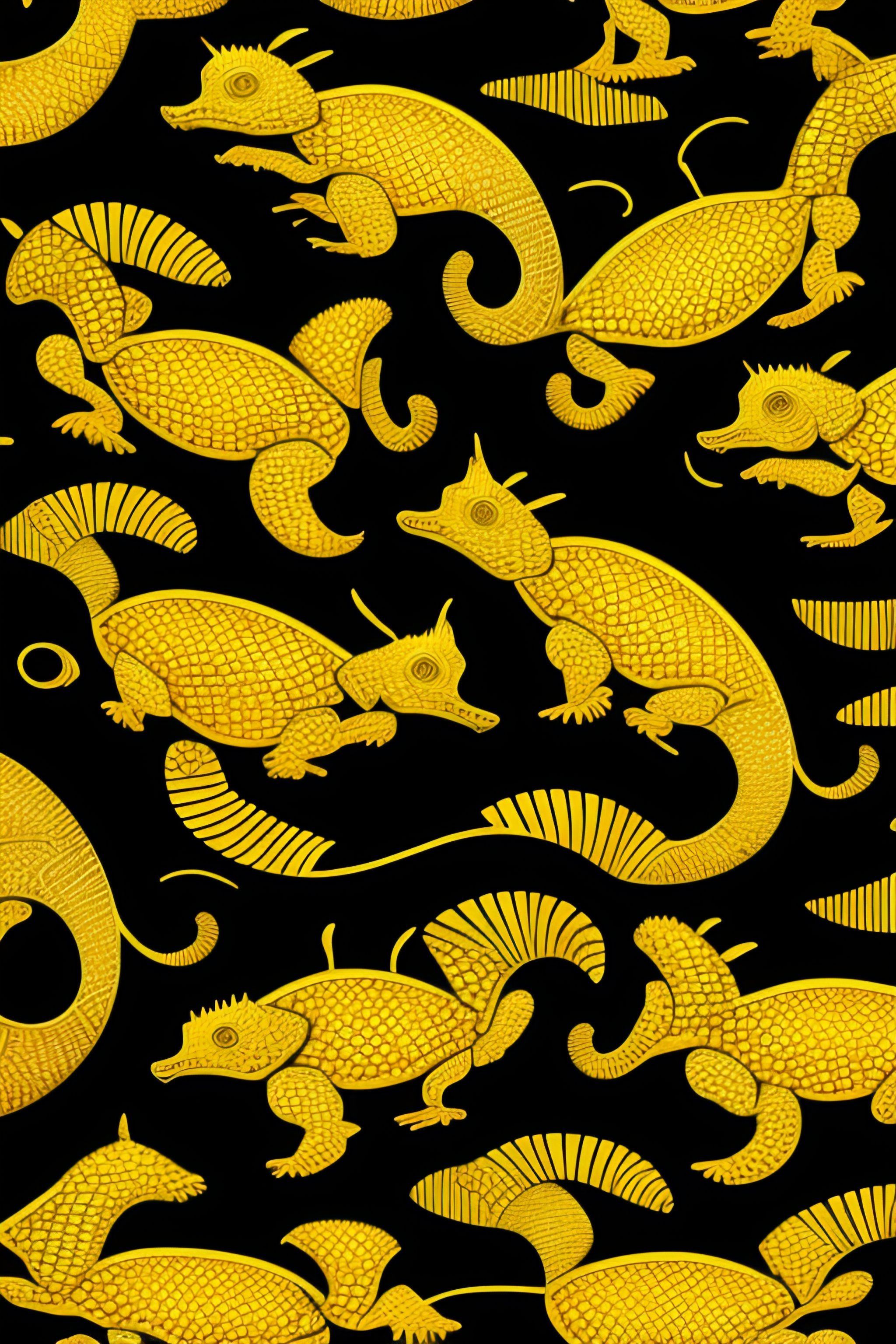 Lexica - African batik pattern of yellow and black lizards