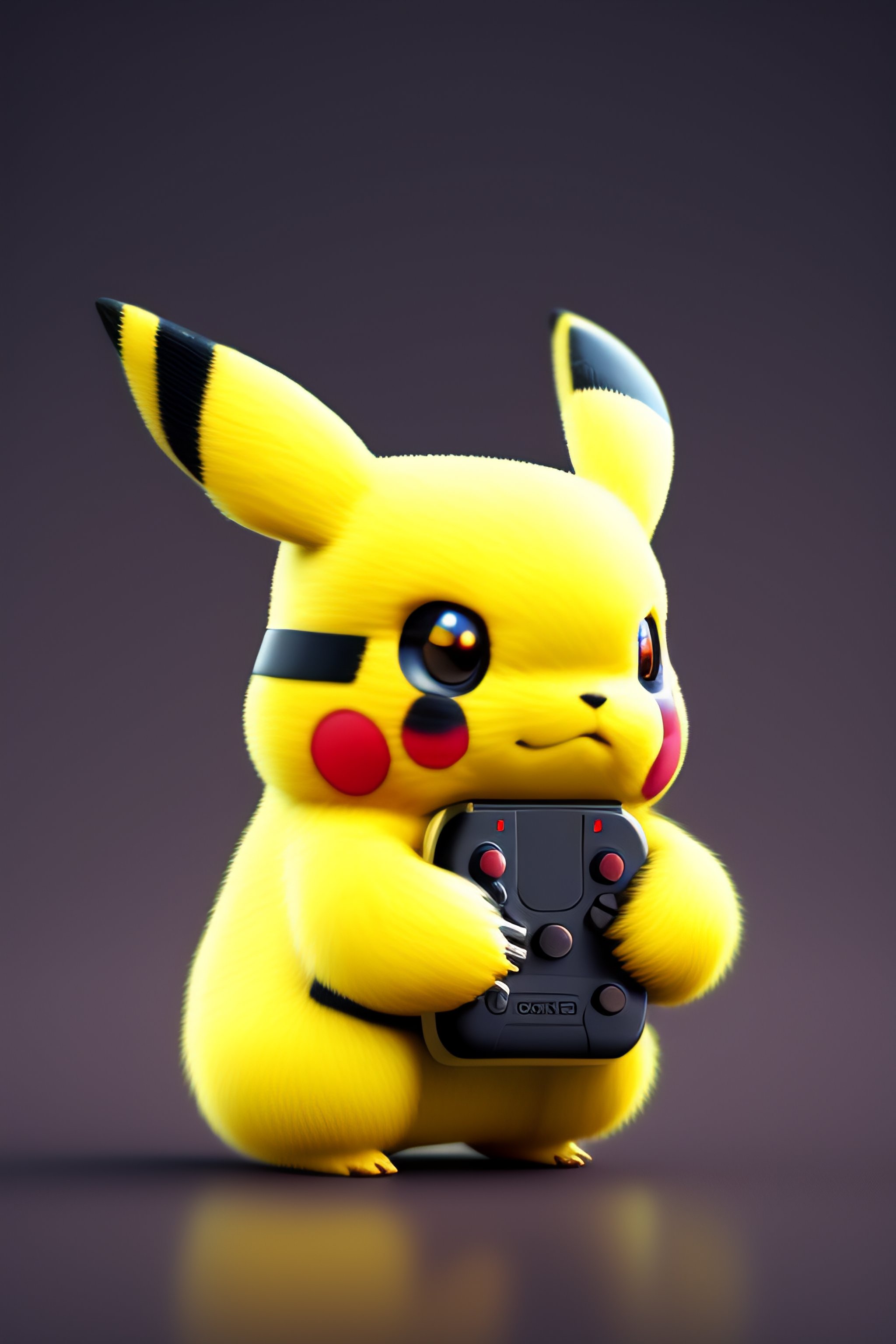 Lexica - 8 bit unreal engine render of pikachu holding onto a gameboy
