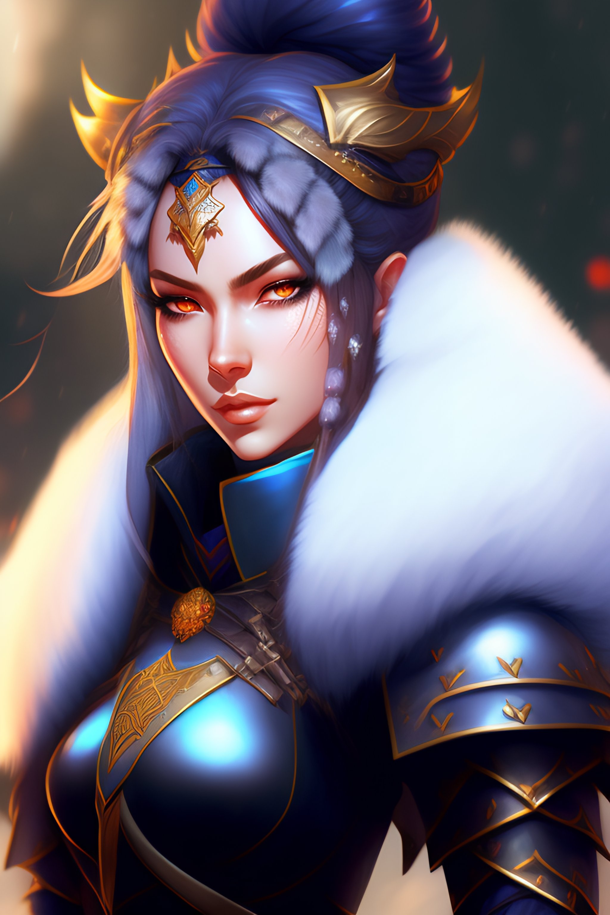 Lexica Kislev Ice guard, fur armor, winter armor, fantasy, woman