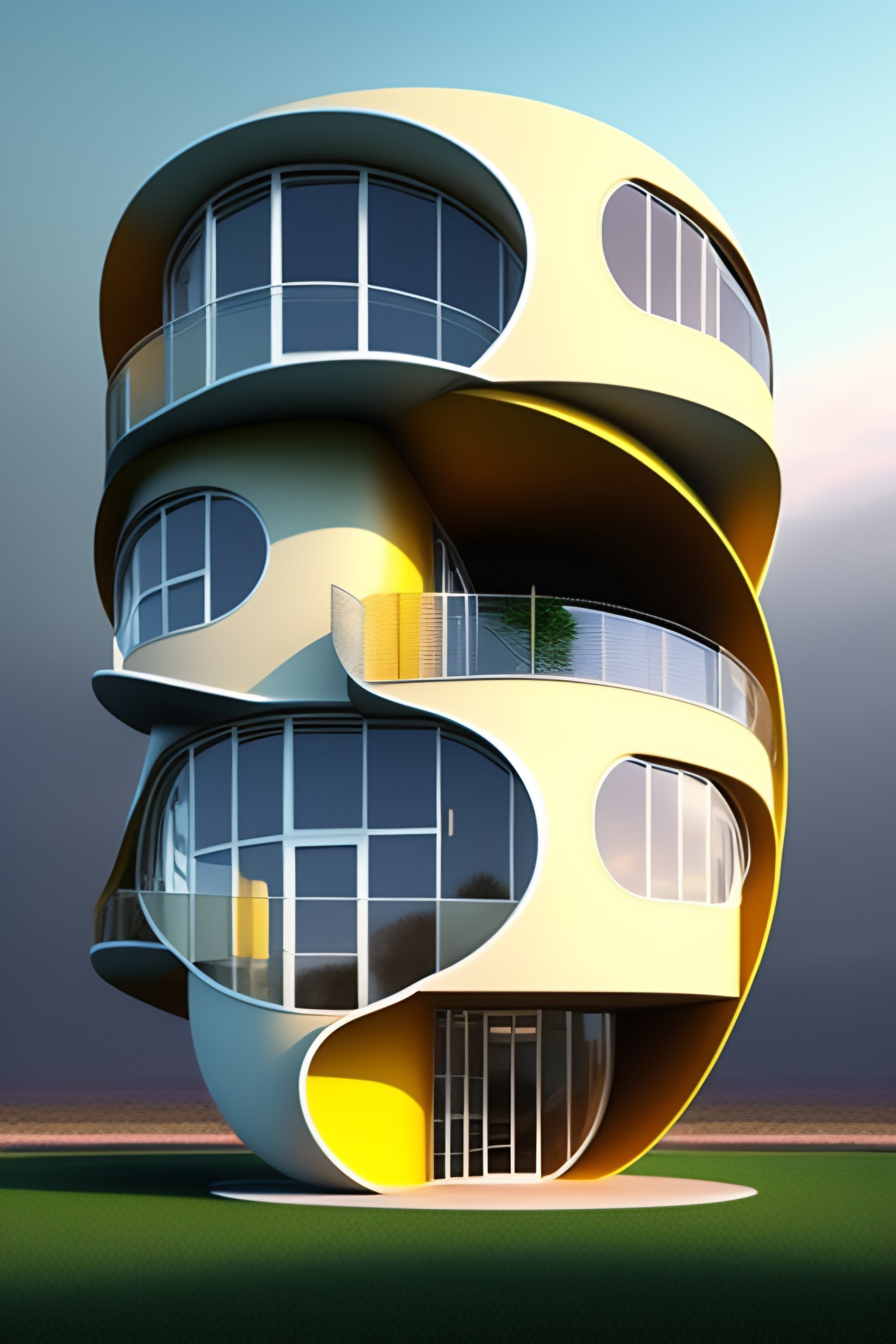 Lexica - A multi-storey house of the future shaped like a crescent