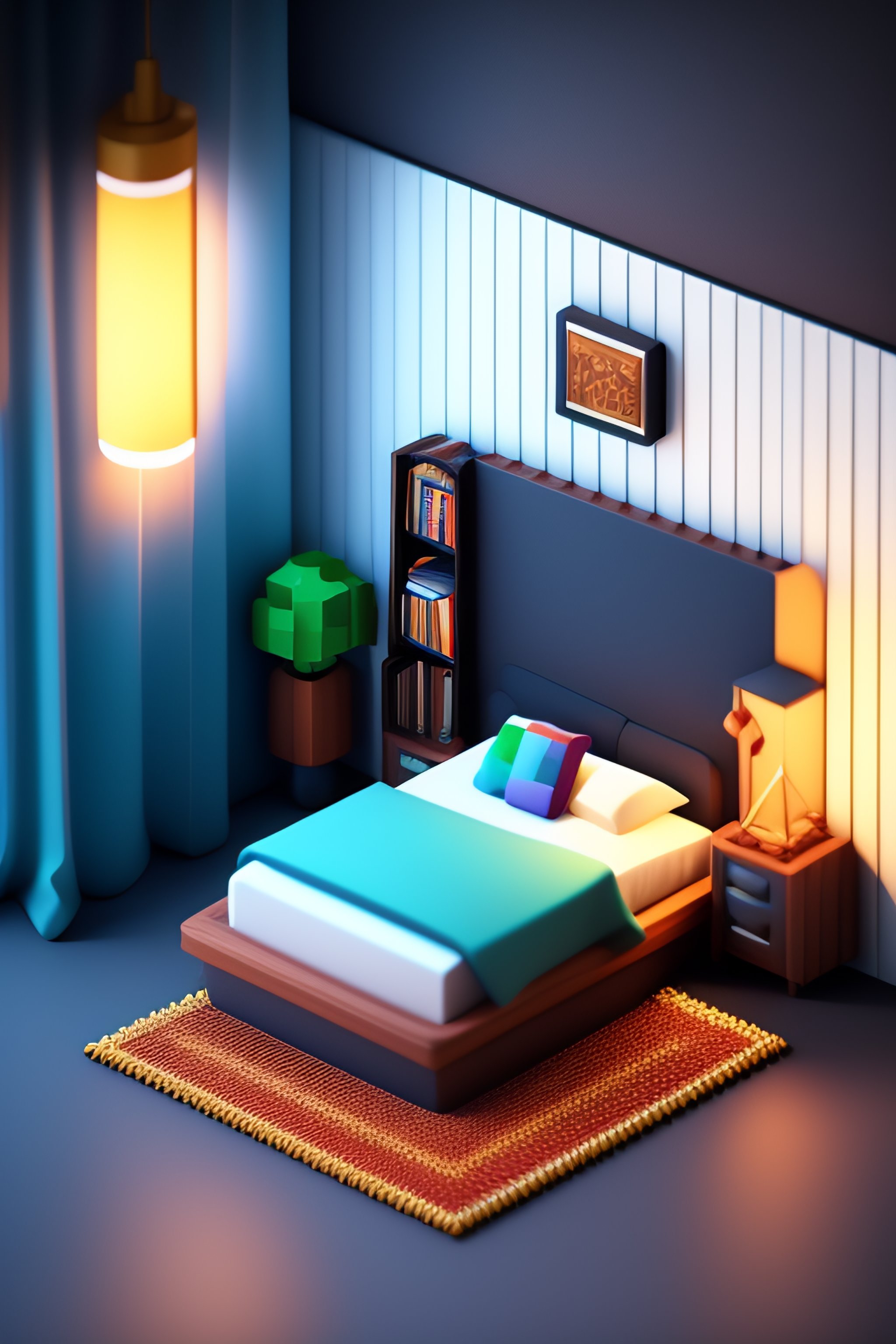 Lexica - Detailed isometric bedroom, pixel art, unreal engine voxel ...