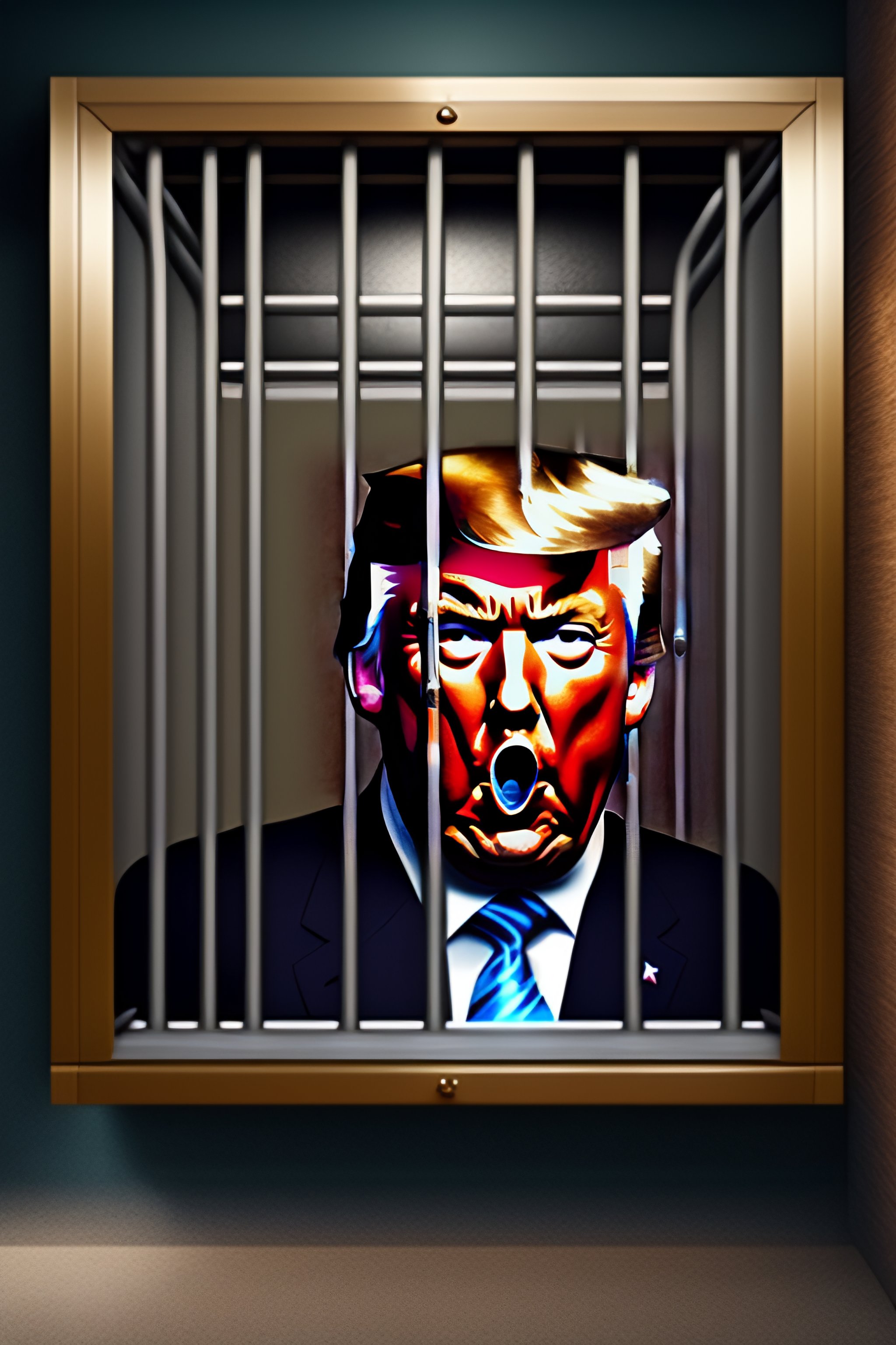 Lexica - Photo Of Mocking Donald Trumpin Jail, Realistic