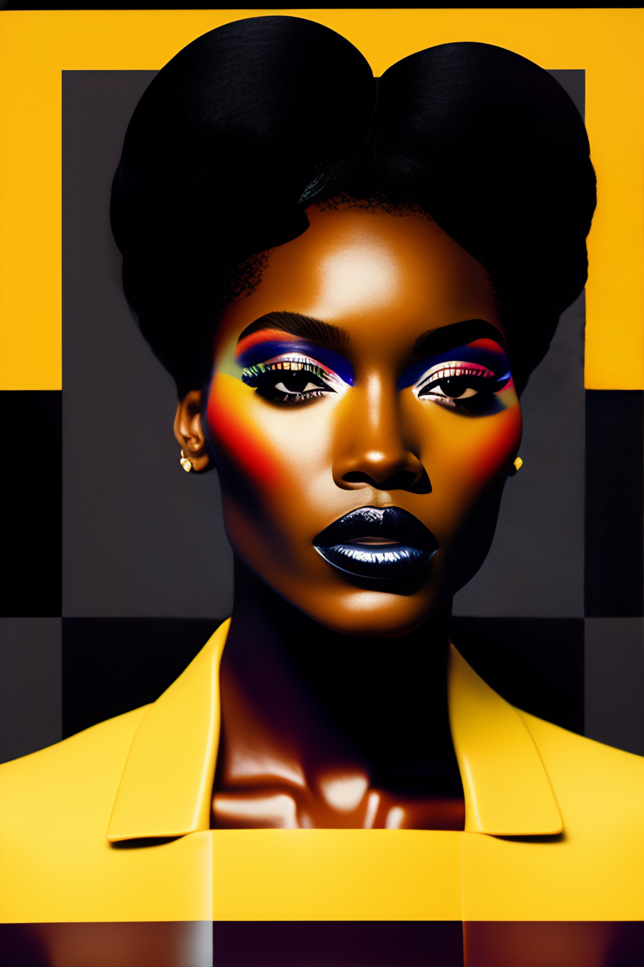 Lexica Op art, hyperblack female model in the streets of newyork