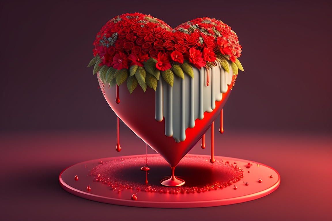 Lexica - A broken heart with flowers and blood driping out of it ...