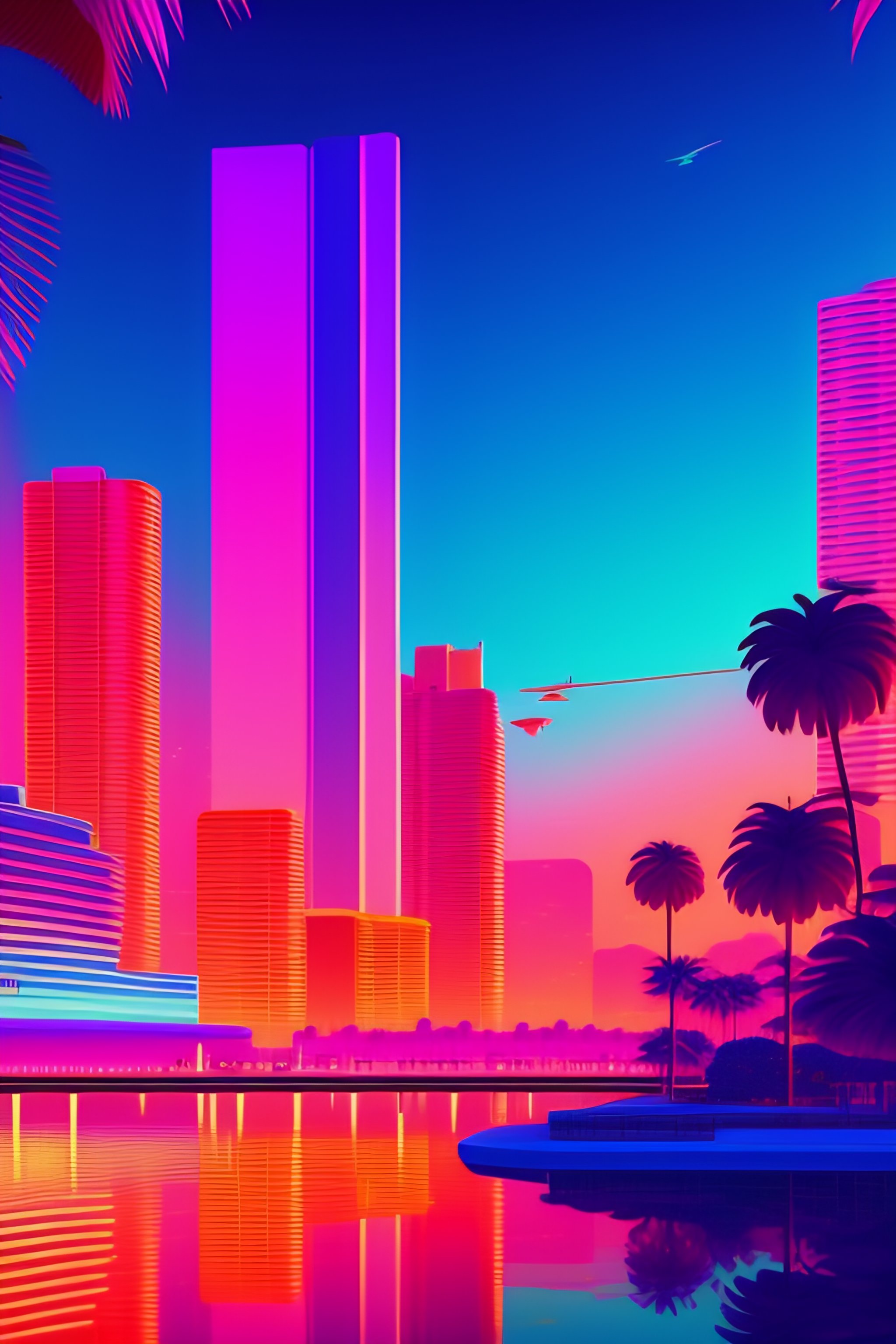 Lexica - Gorgeous women 80s Vice city synthwave Miami landscape ...