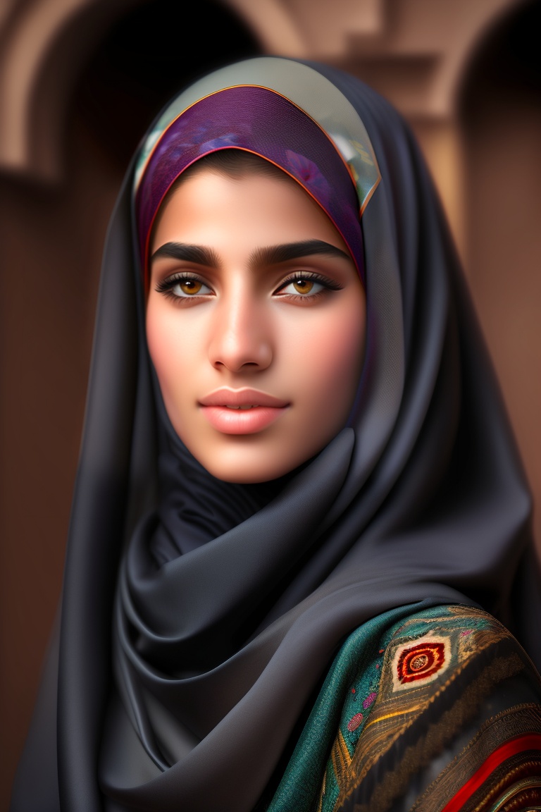 Lexica - A beautiful veiled Yemeni young woman, frontal photo