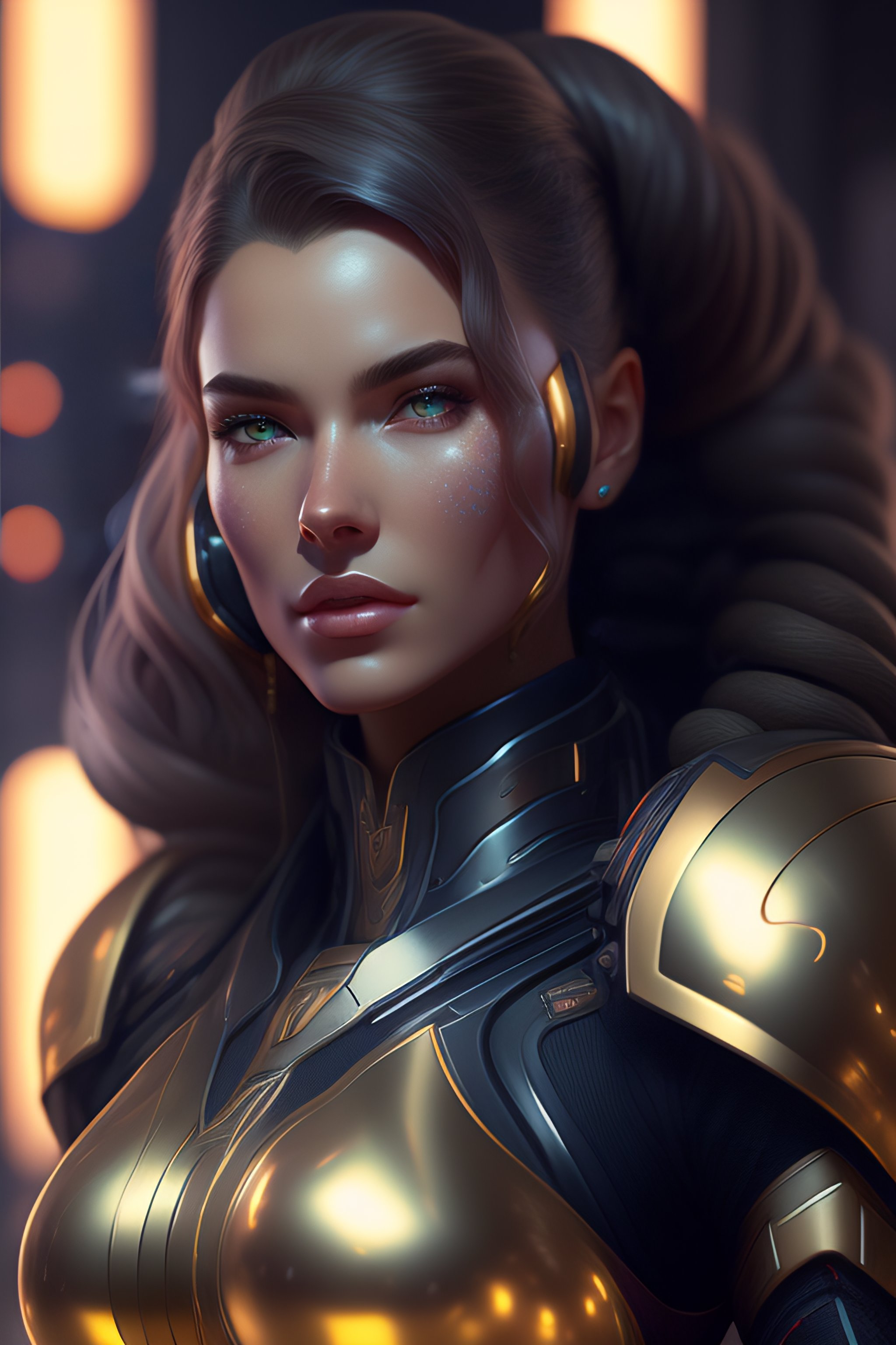 Lexica - Portrait painting of a cybernetic girl with power armor 