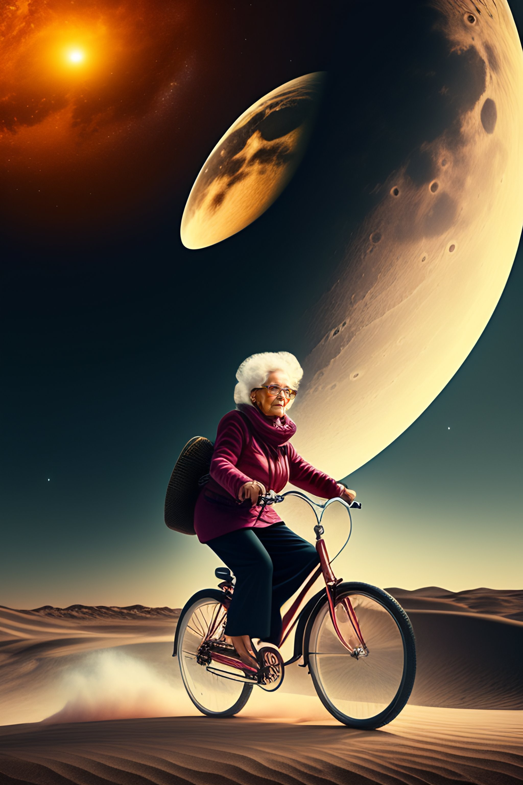 Old woman riding bike hot sale